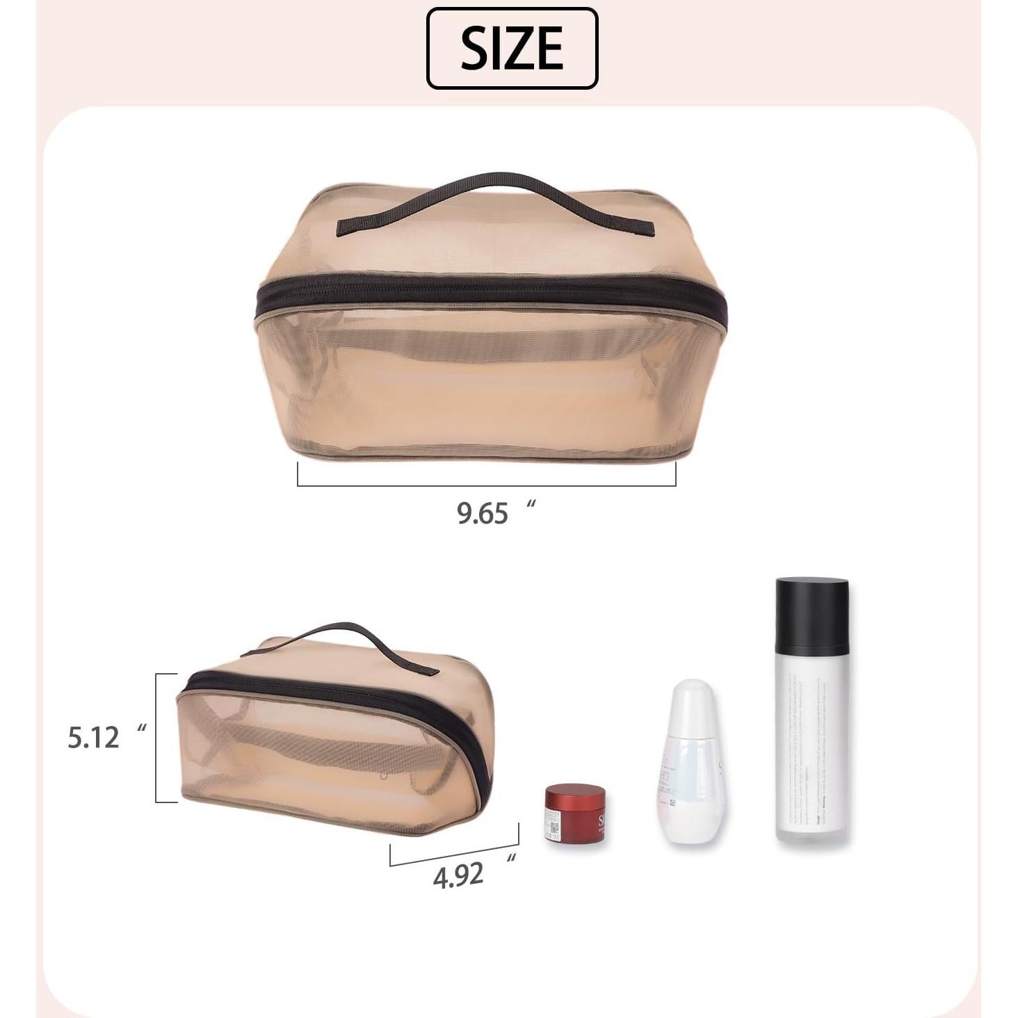 Bolsa de Maquillaje de Viaje Beige - Organizador Cosmético 24.5x12.5x13 cm