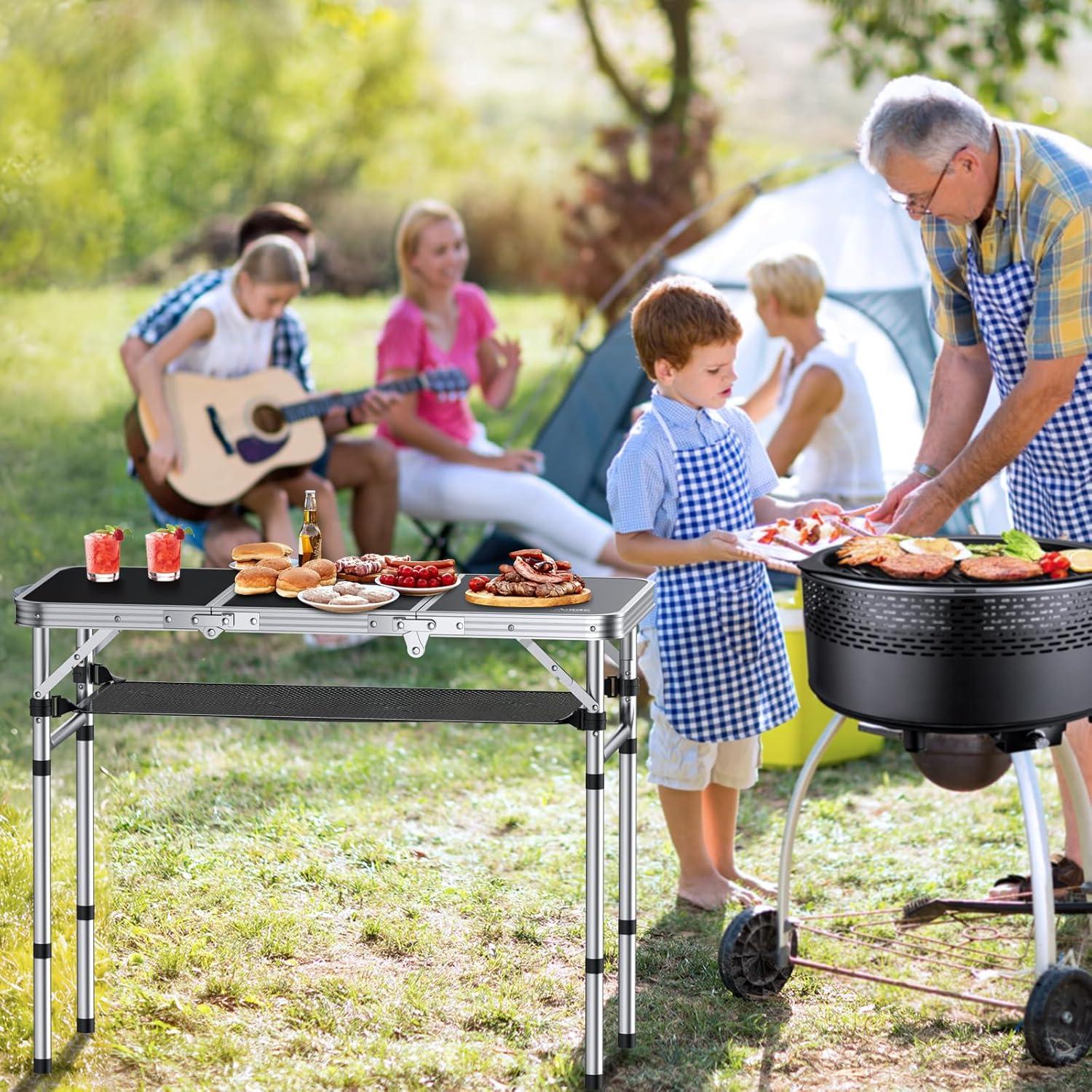 Mesa de Camping Plegable Anbte 3 Alturas Ajustables 69 cm