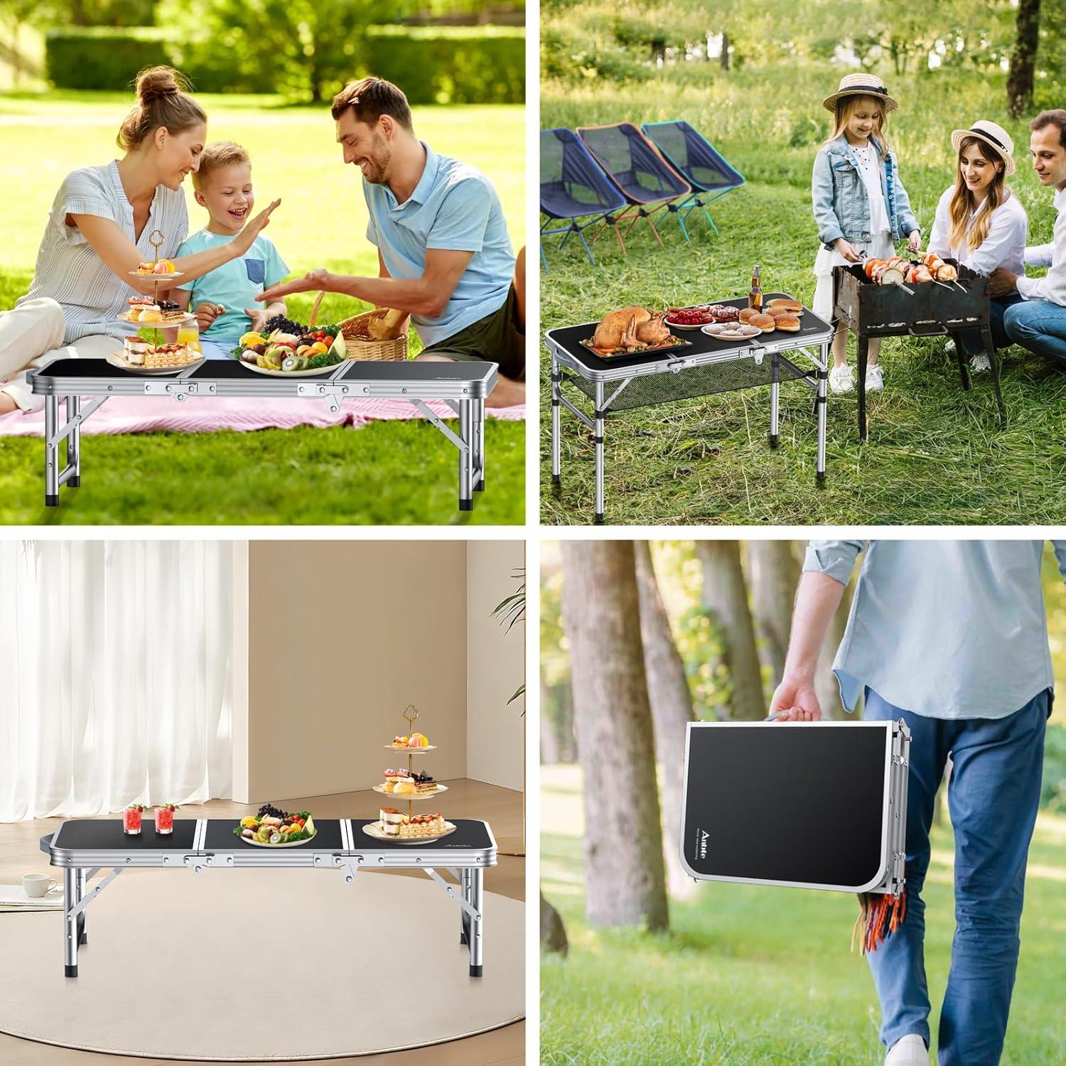 Mesa de Camping Plegable Anbte 3 Alturas Ajustables 69 cm