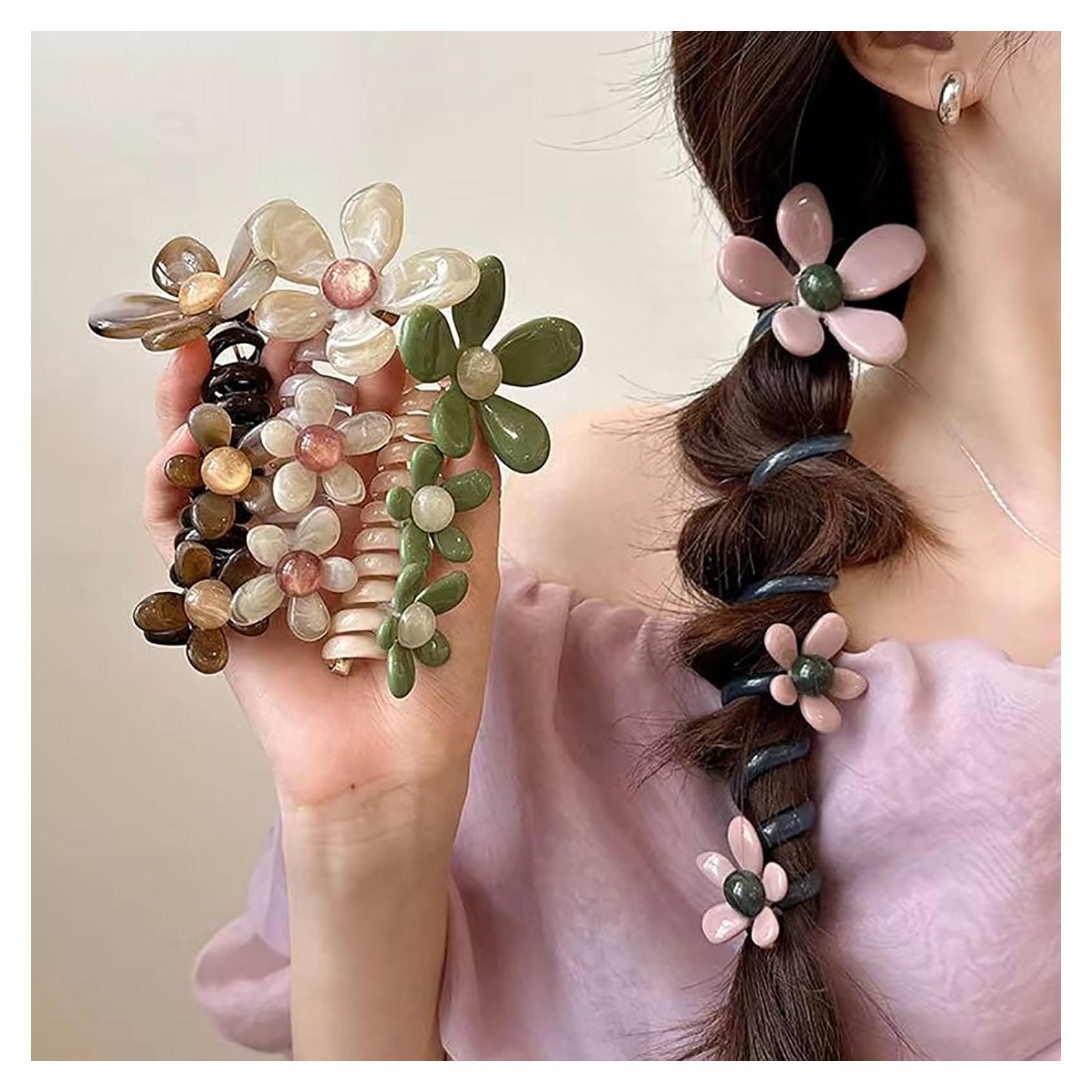 4 Lazos de Pelo Espirales de Flores Genérico - Accesorios Cabello