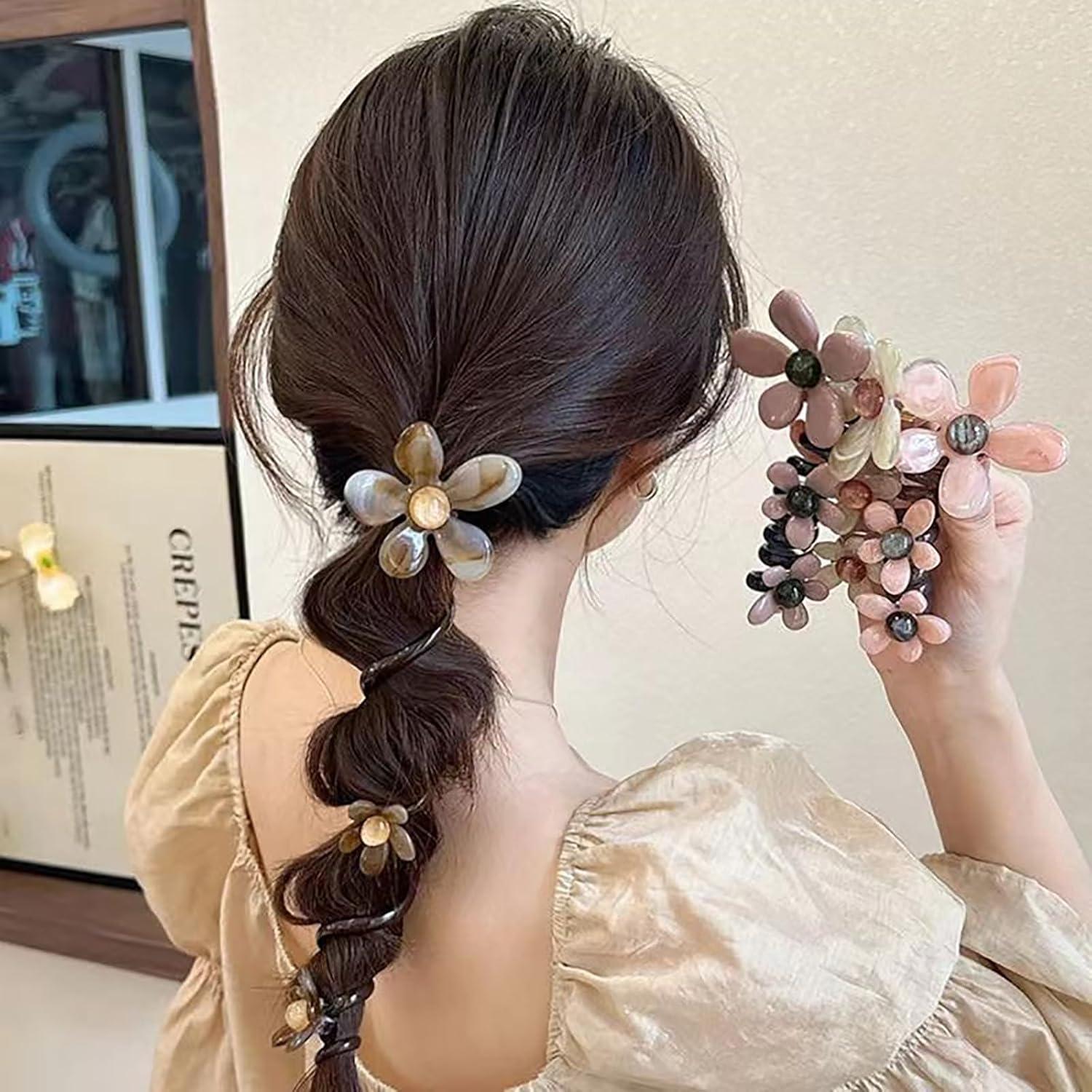 4 Lazos de Pelo Espirales de Flores Genérico - Accesorios Cabello