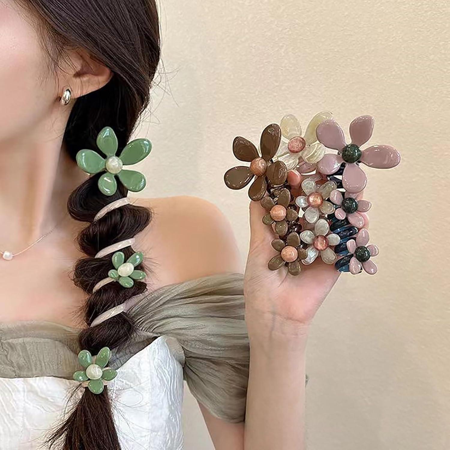 4 Lazos de Pelo Espirales de Flores Genérico - Accesorios Cabello
