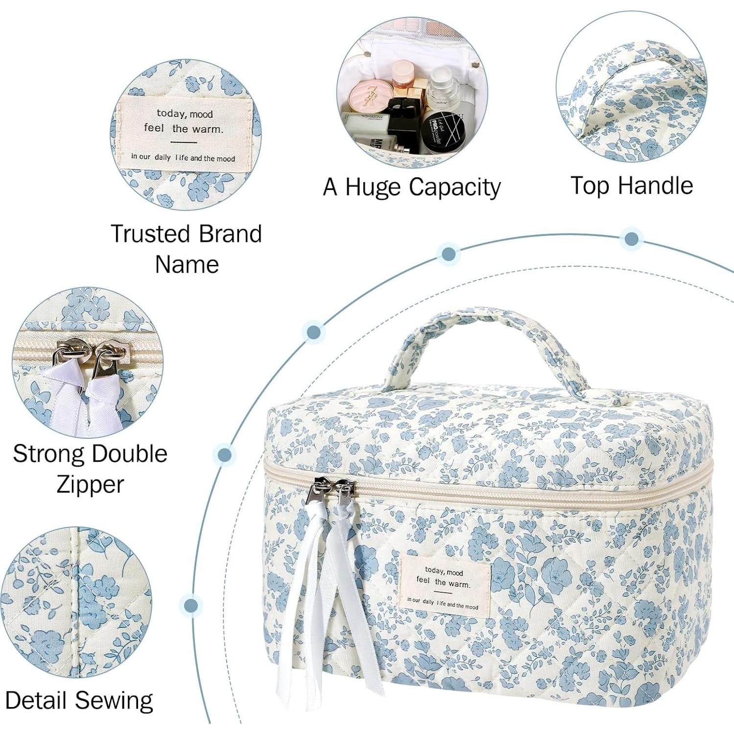 Bolsa de Maquillaje Grande Acolchada senbowe Floral 25x16x16cm