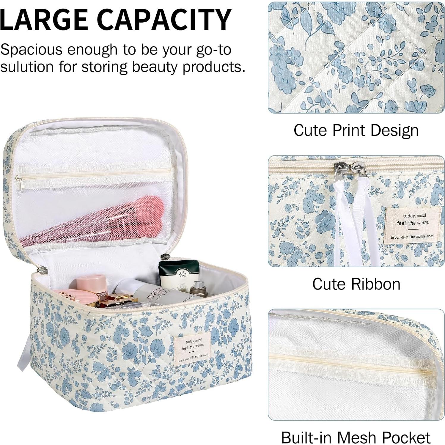 Bolsa de Maquillaje Grande Acolchada senbowe Floral 25x16x16cm