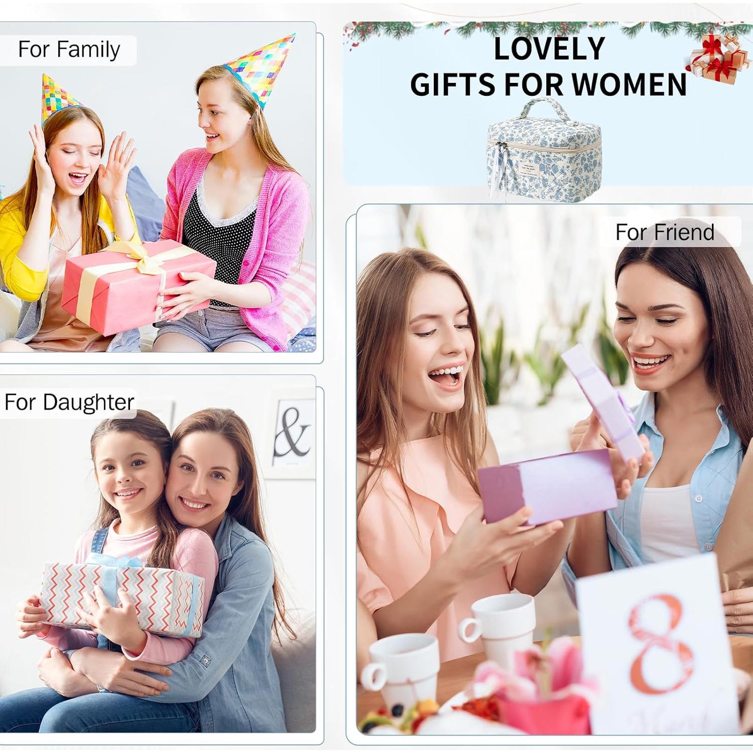 Bolsa de Maquillaje Grande Acolchada senbowe Floral 25x16x16cm