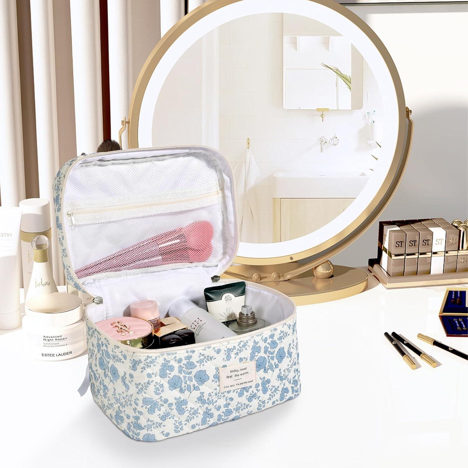 Bolsa de Maquillaje Grande Acolchada senbowe Floral 25x16x16cm