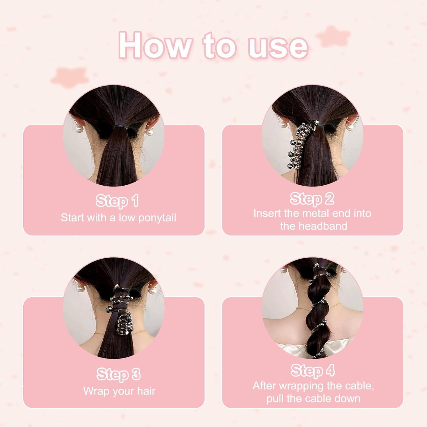 Lazos para el Cabello Espiral Elástico LUODAKA - 4 Piezas