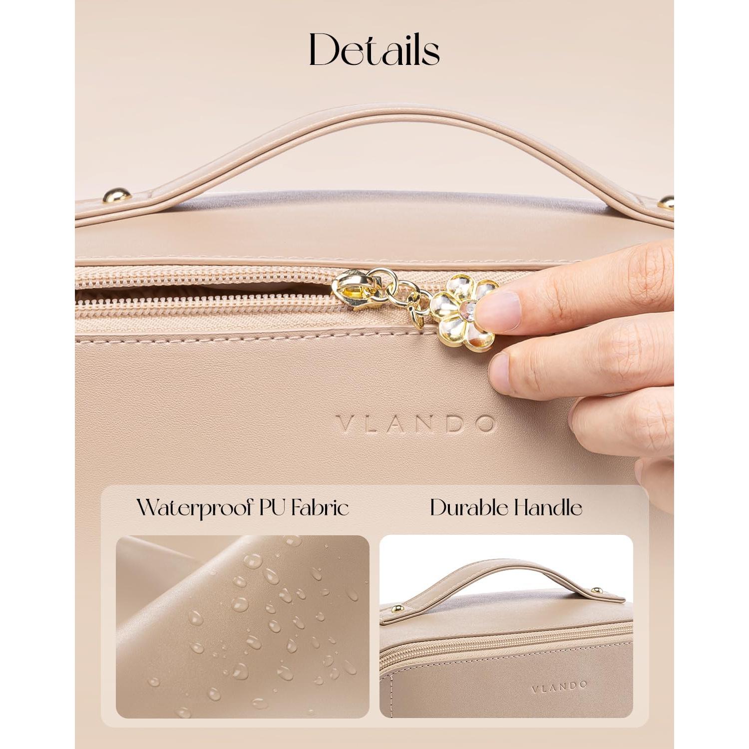 Bolsa de Maquillaje Vlando Toffee, 23.1x12.2x11.9cm, Impermeable