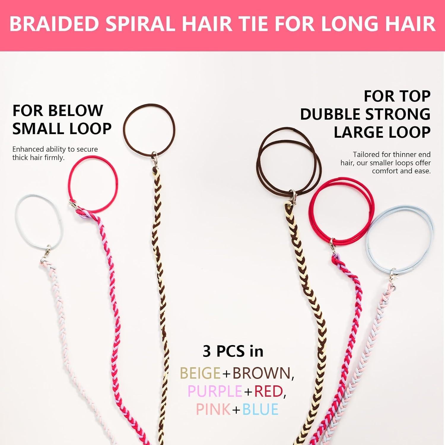 3 Gomas para el Cabello Espiral 64cm Starfa Lab Antideslizantes