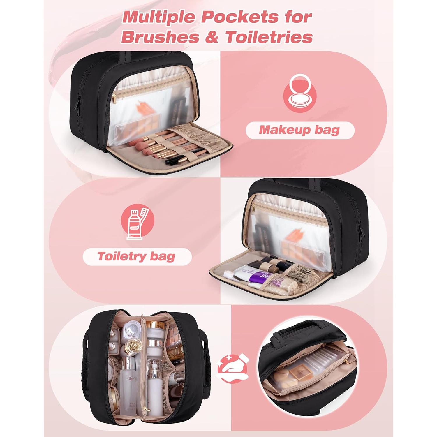 Bolsa de Aseo de Viaje Marscamd Negra con Gancho Colgante