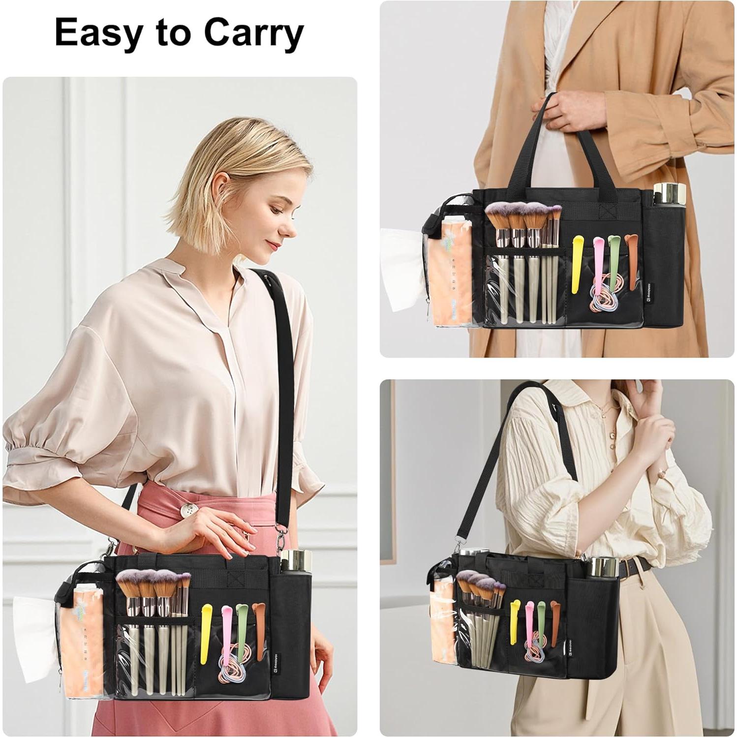 Bolsa de Maquillaje Profesional Pequeña con Divisores - Negro