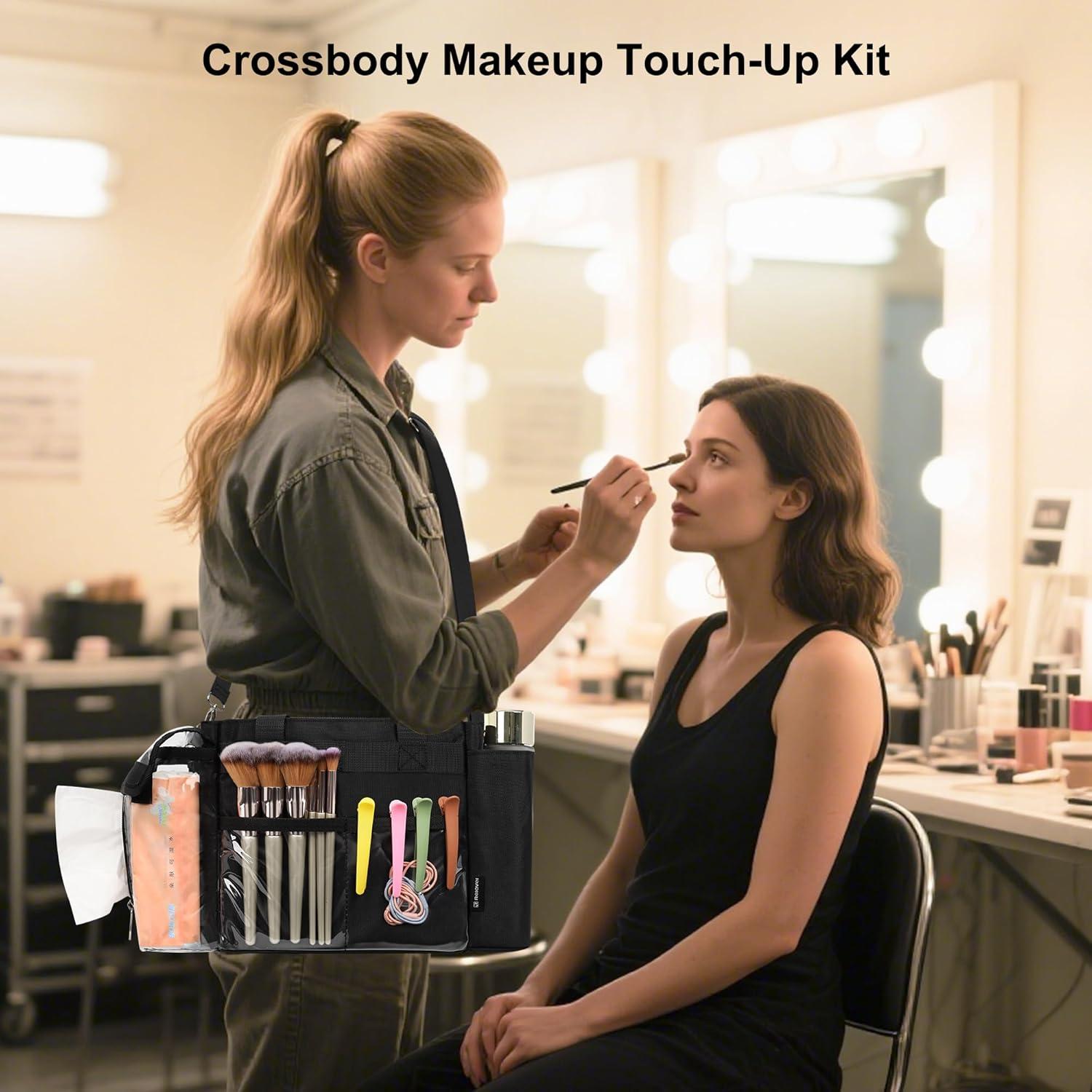 Bolsa de Maquillaje Profesional Pequeña con Divisores - Negro