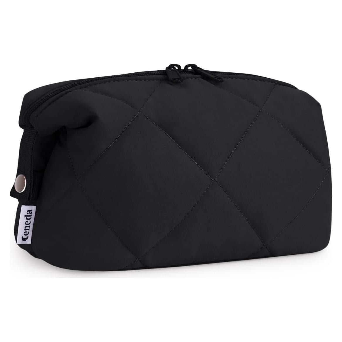 Cartera de Maquillaje Acolchada Ceneda Negra para Viaje