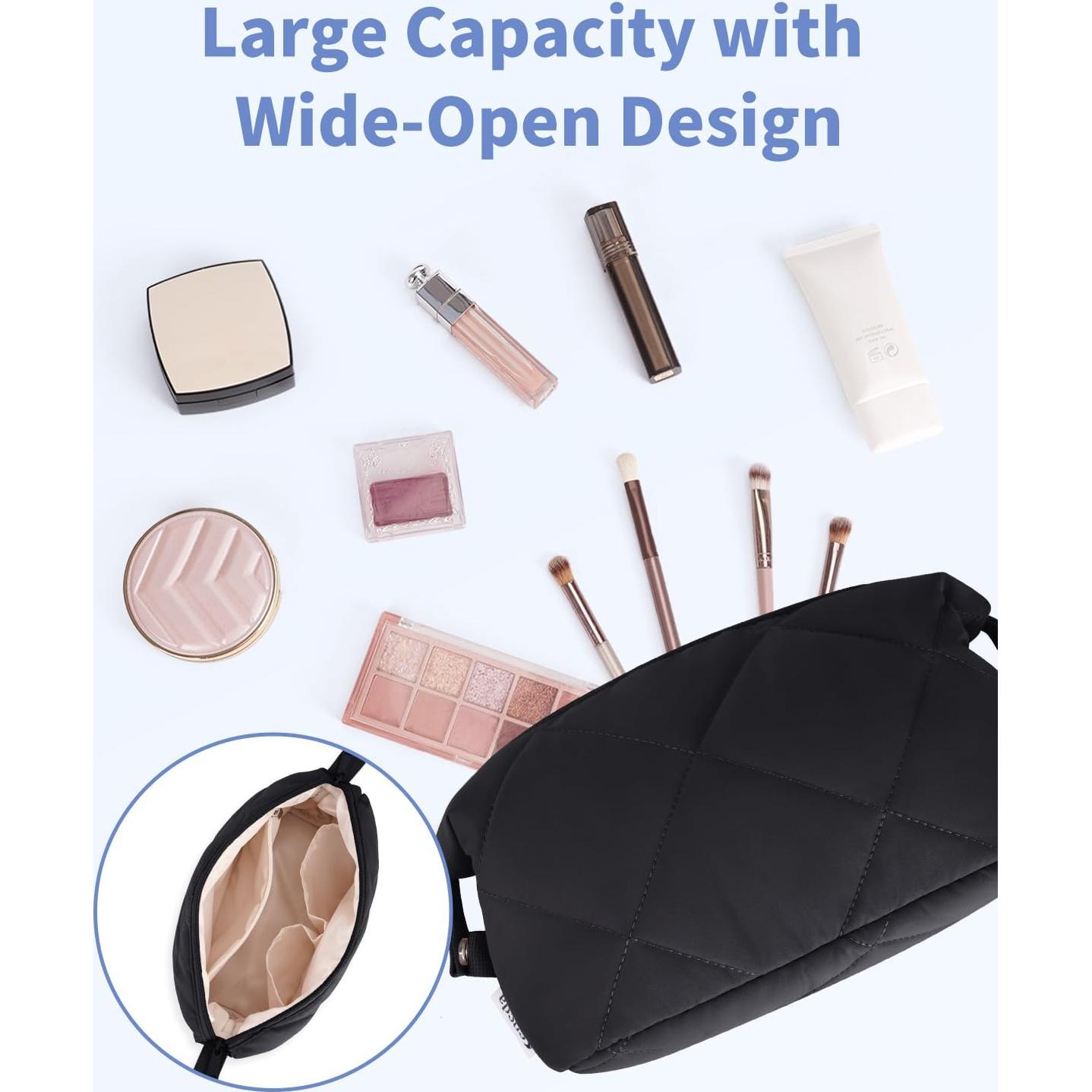 Cartera de Maquillaje Acolchada Ceneda Negra para Viaje