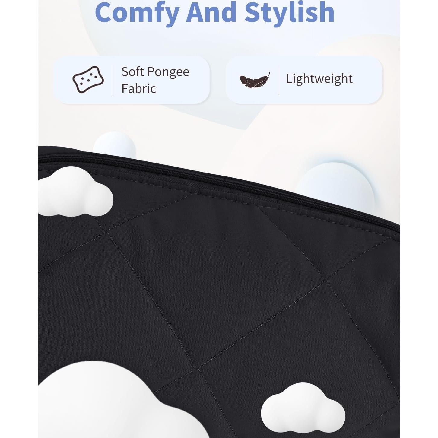 Cartera de Maquillaje Acolchada Ceneda Negra para Viaje