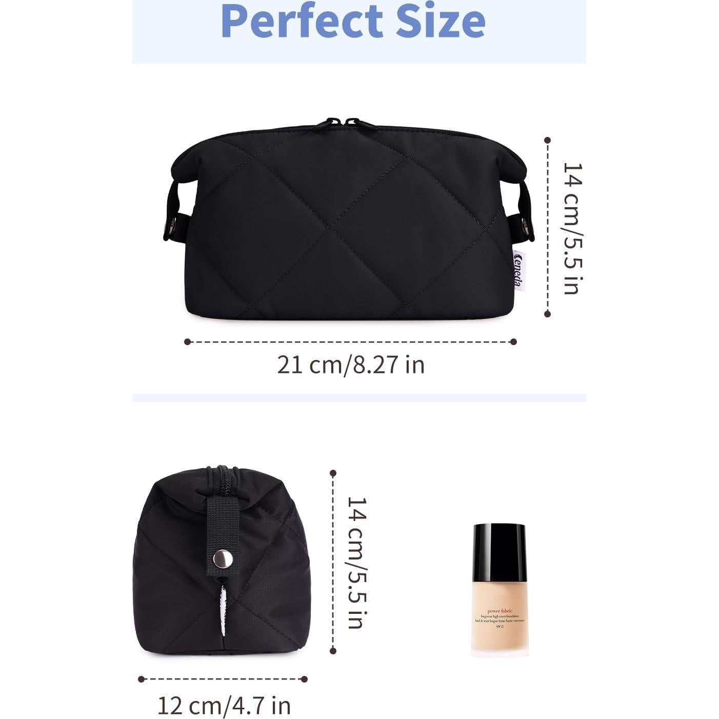 Cartera de Maquillaje Acolchada Ceneda Negra para Viaje