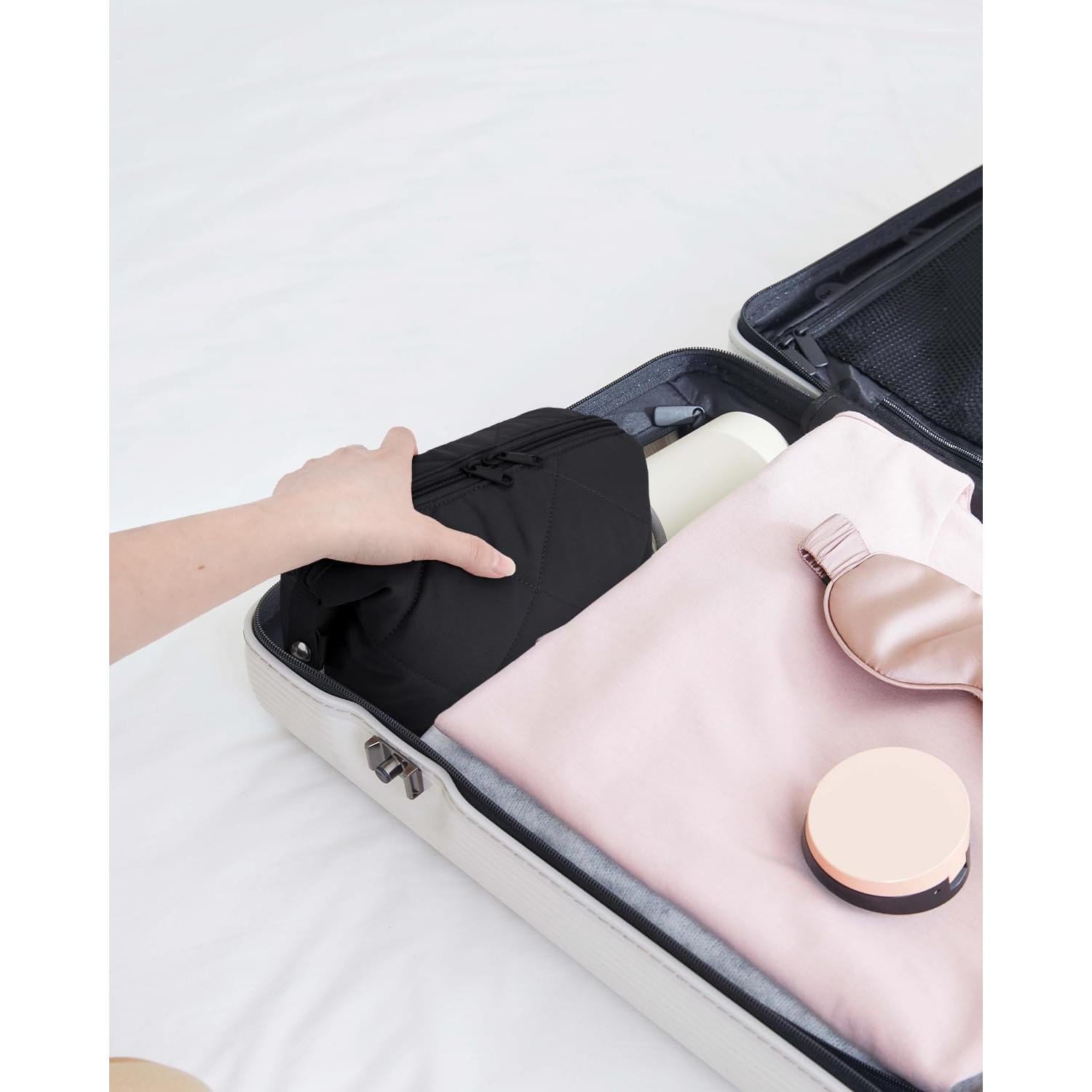 Cartera de Maquillaje Acolchada Ceneda Negra para Viaje