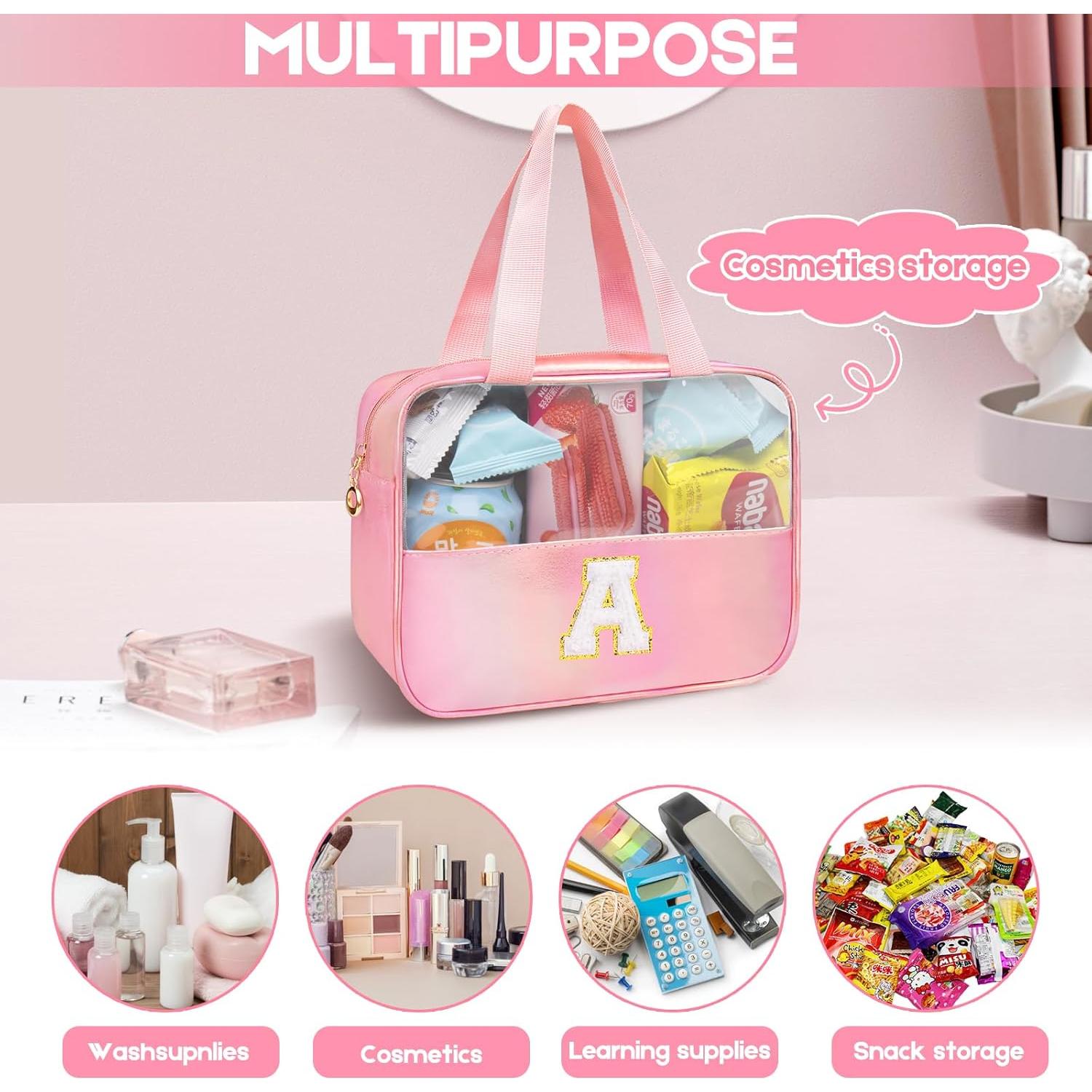 Bolsa de Maquillaje Transparente Rosa Personalizada 33.4x17.5cm