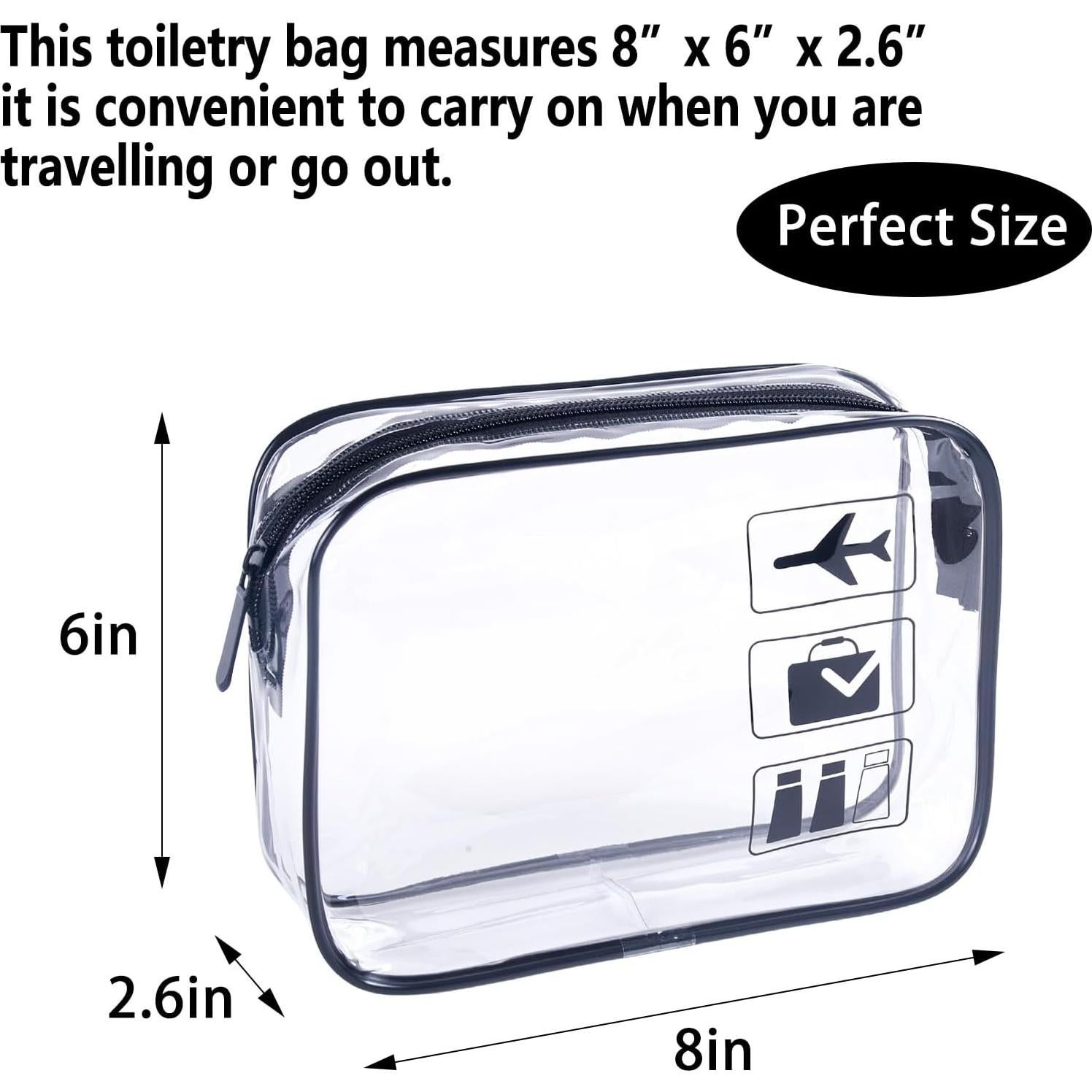 Bolsa de Aseo TSA 3 Piezas Transparente 20x15x6.6cm Negra