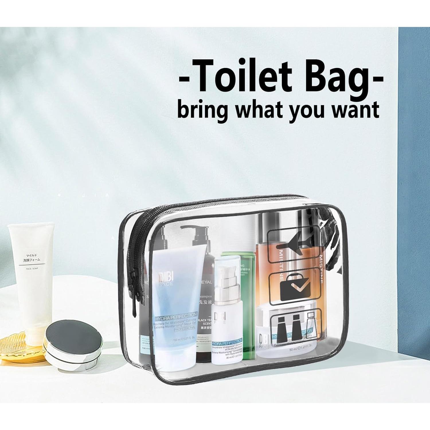 Bolsa de Aseo TSA 3 Piezas Transparente 20x15x6.6cm Negra