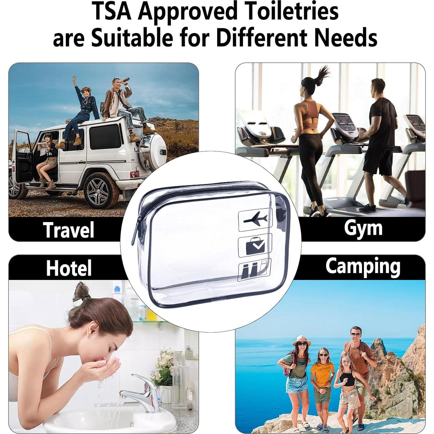 Bolsa de Aseo TSA 3 Piezas Transparente 20x15x6.6cm Negra