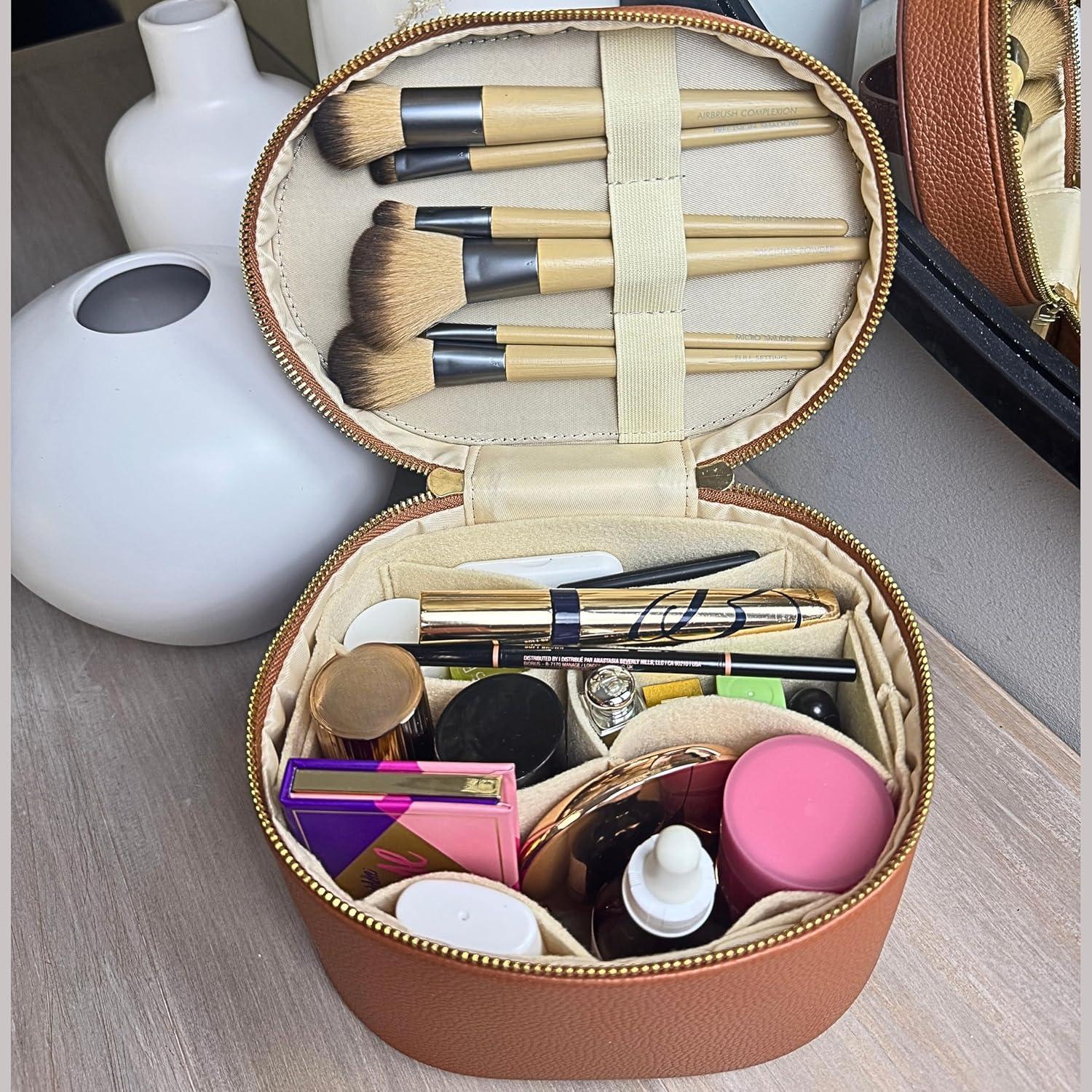 Bolsa de Maquillaje JAZD Vanity Case Marrón con Divisor