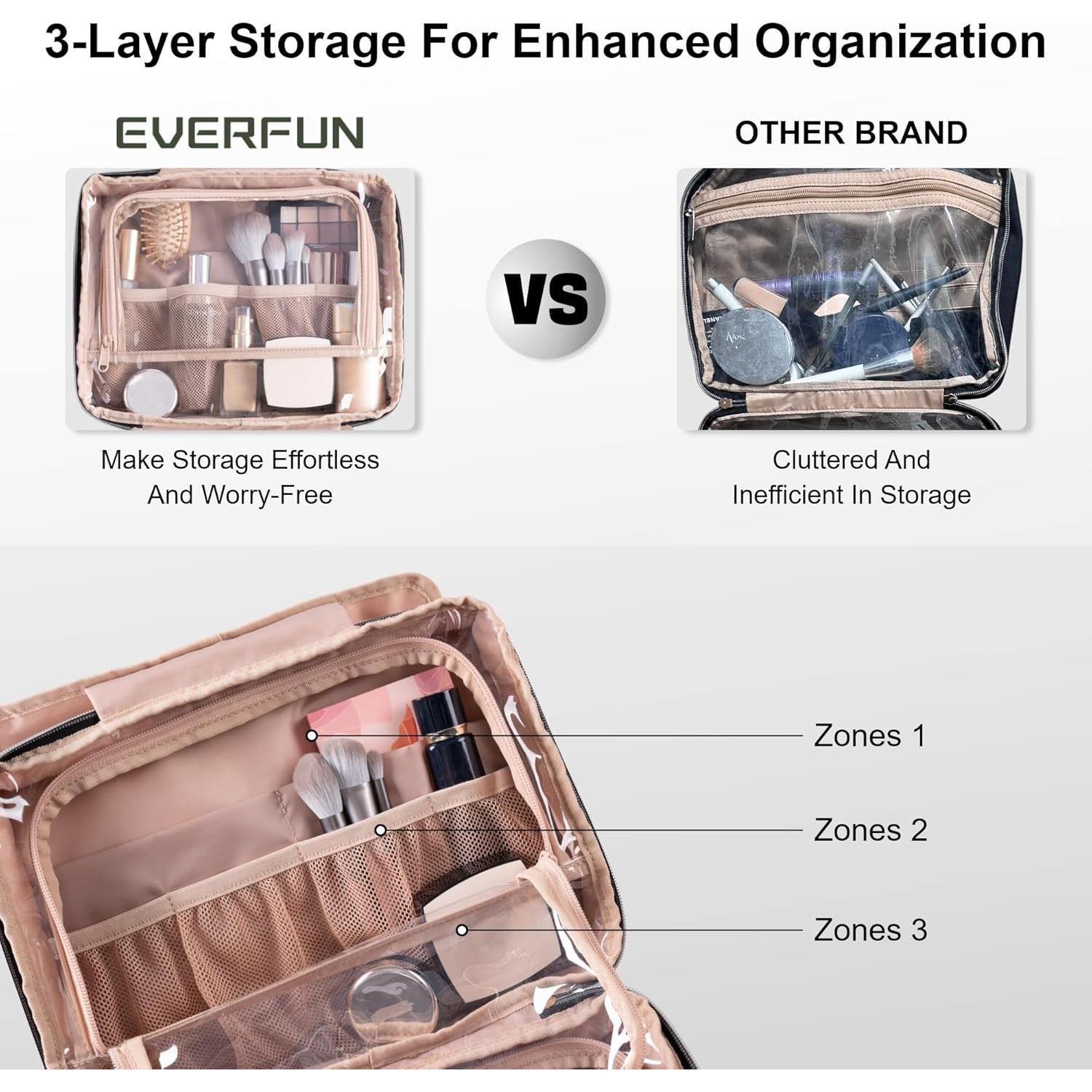 Bolsa de Aseo Colgante Everfun Rosa 30.48x22.86cm para Mujeres