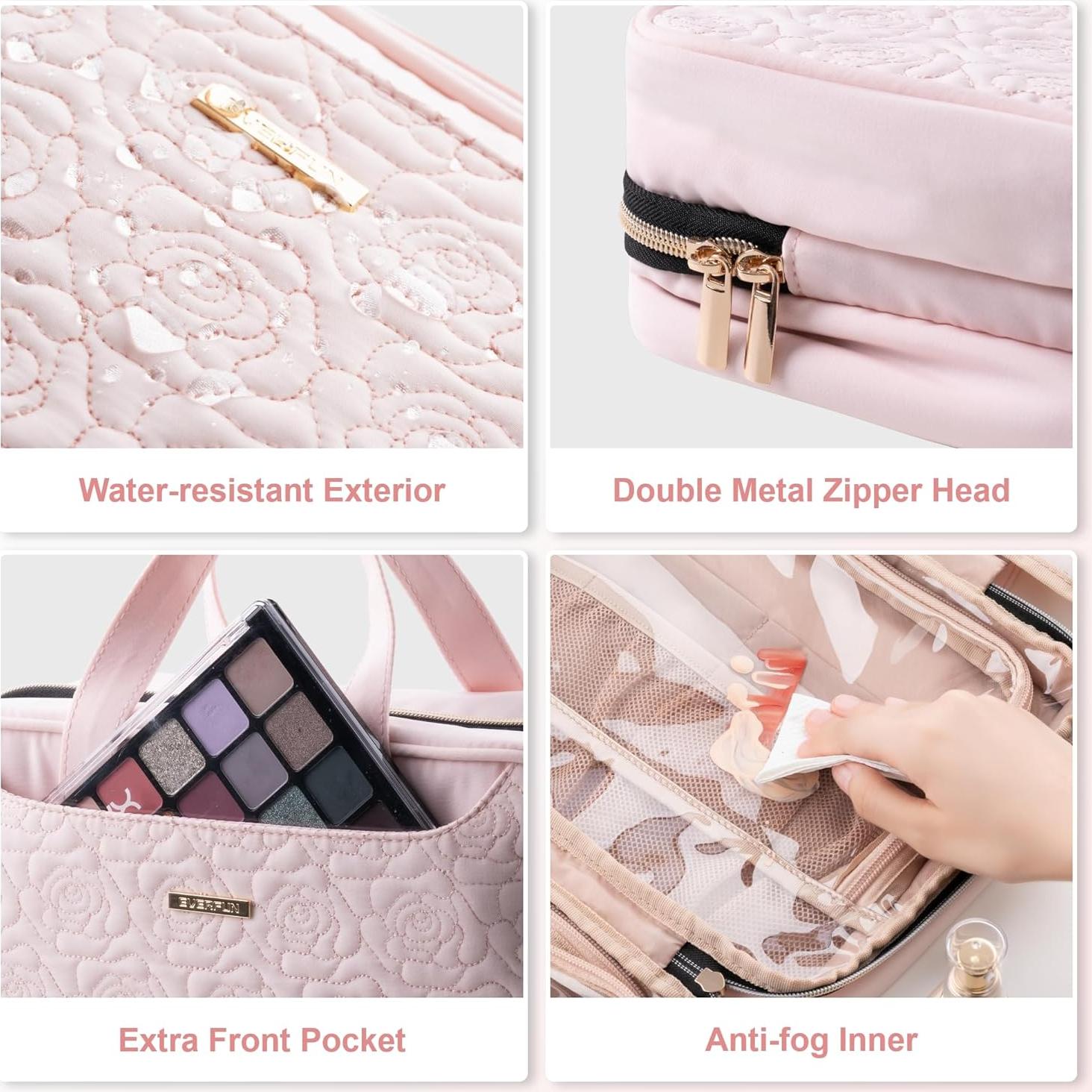 Bolsa de Aseo Colgante Everfun Rosa 30.48x22.86cm para Mujeres