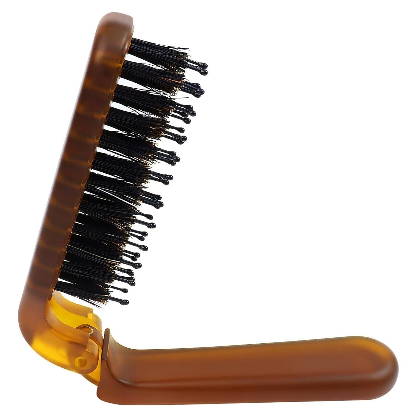 Cepillo de Pelo Plegable de Viaje GAQWOK - Cerdas de Jabalí