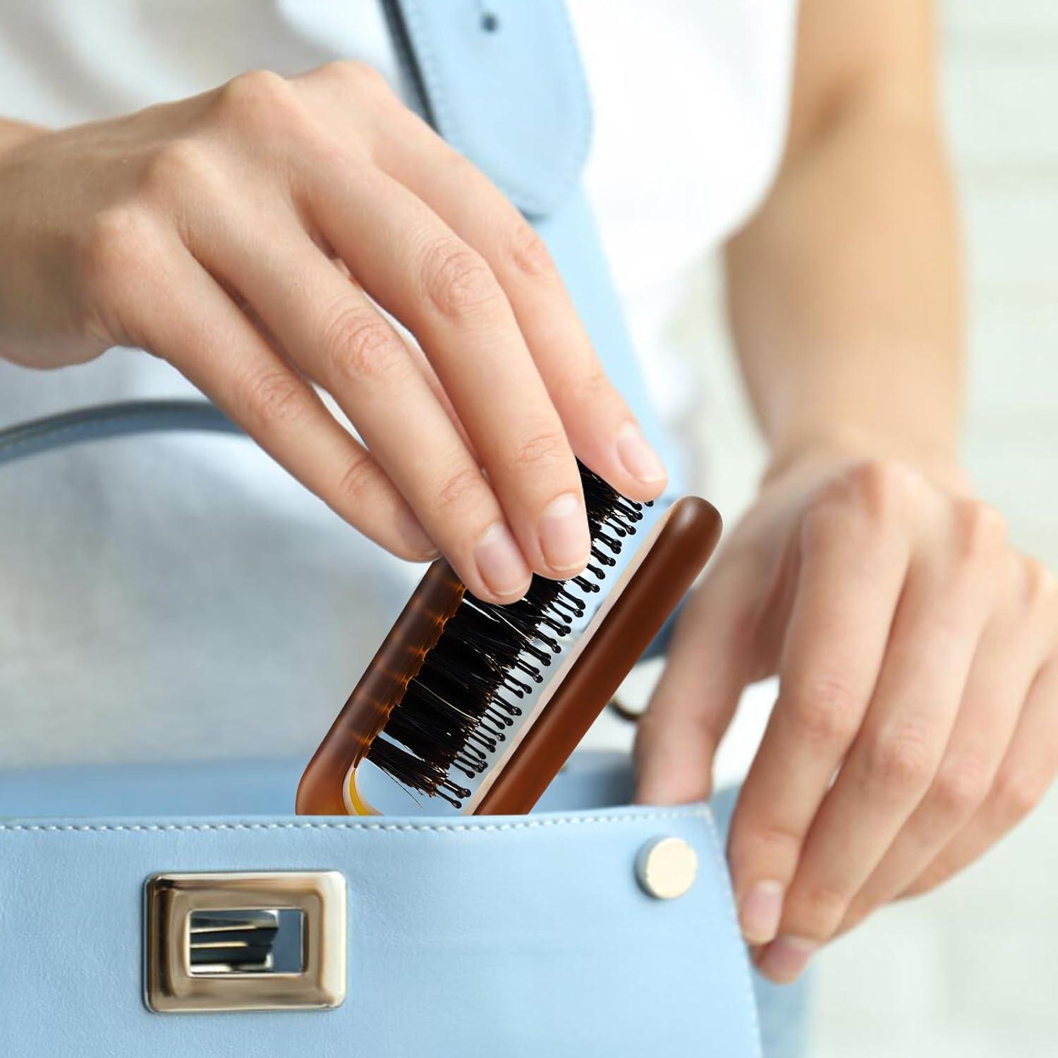 Cepillo de Pelo Plegable de Viaje GAQWOK - Cerdas de Jabalí