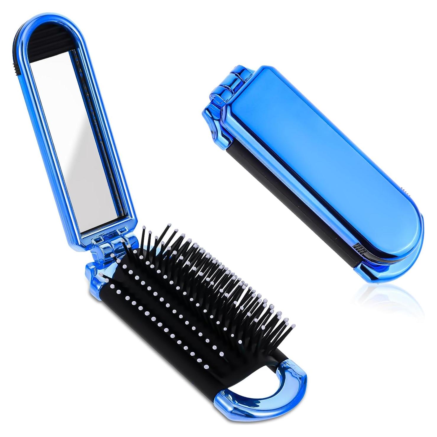 Cepillo de Pelo Plegable con Espejo MOZEAT LENS Azul