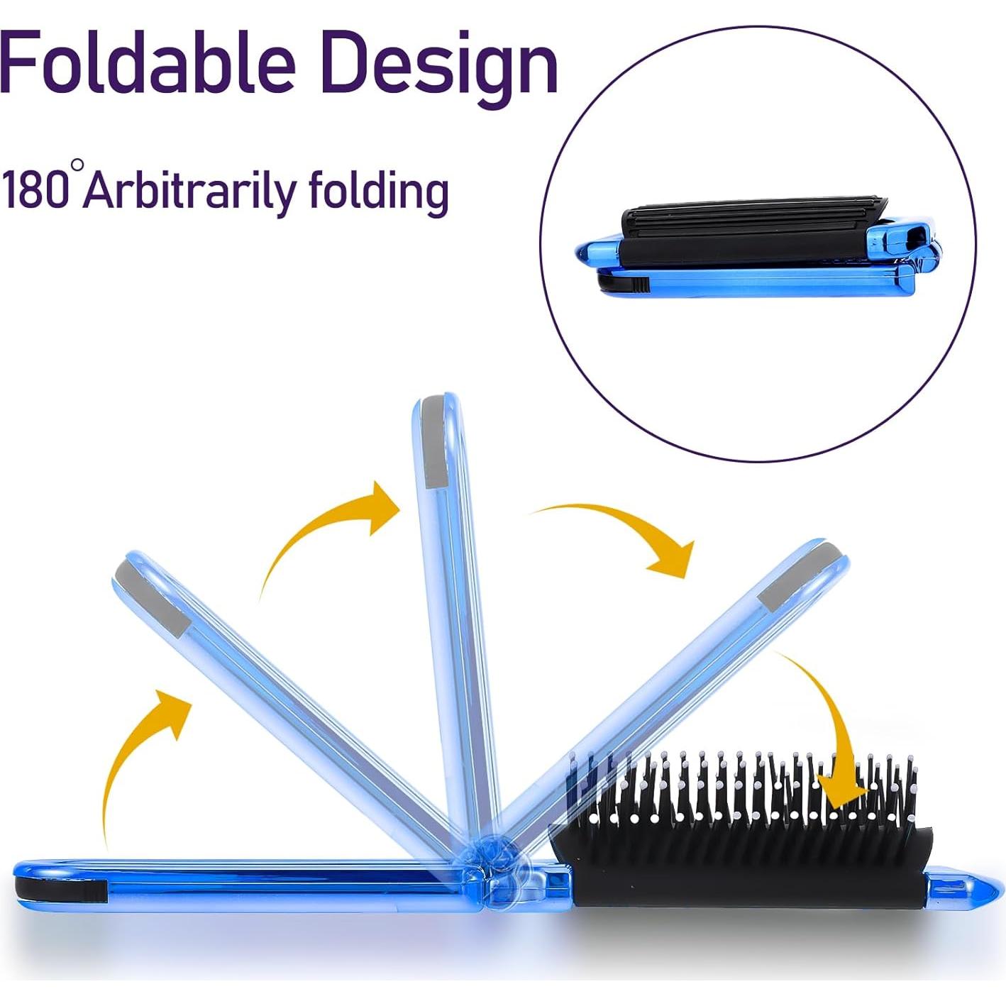 Cepillo de Pelo Plegable con Espejo MOZEAT LENS Azul