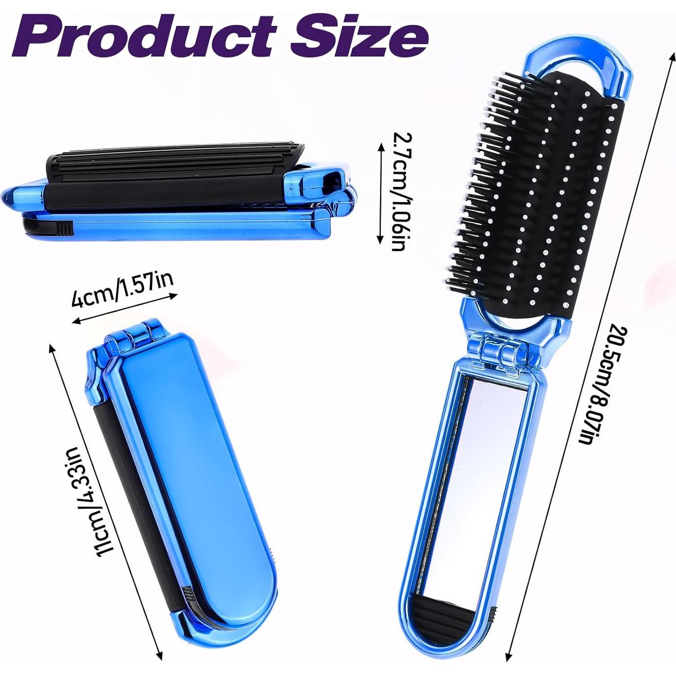 Cepillo de Pelo Plegable con Espejo MOZEAT LENS Azul