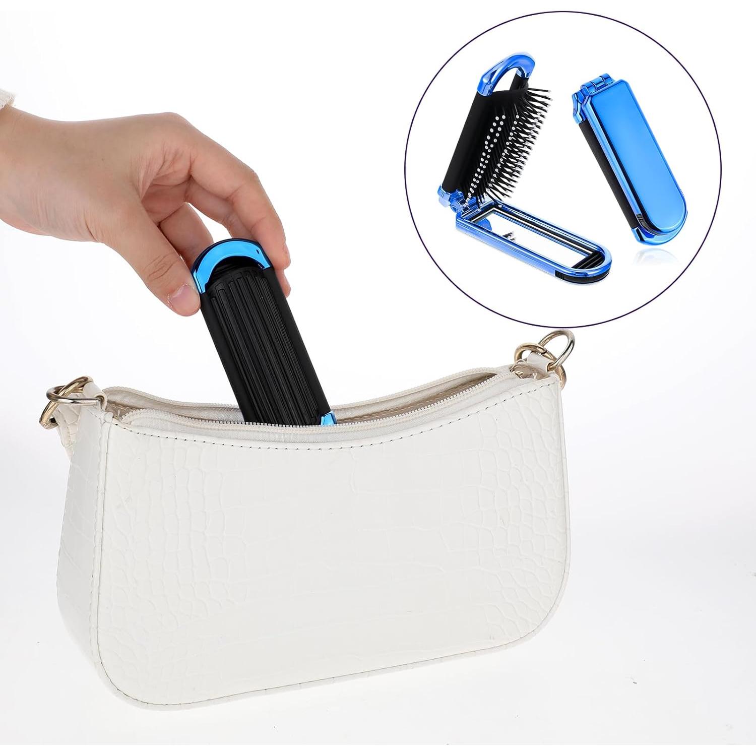 Cepillo de Pelo Plegable con Espejo MOZEAT LENS Azul