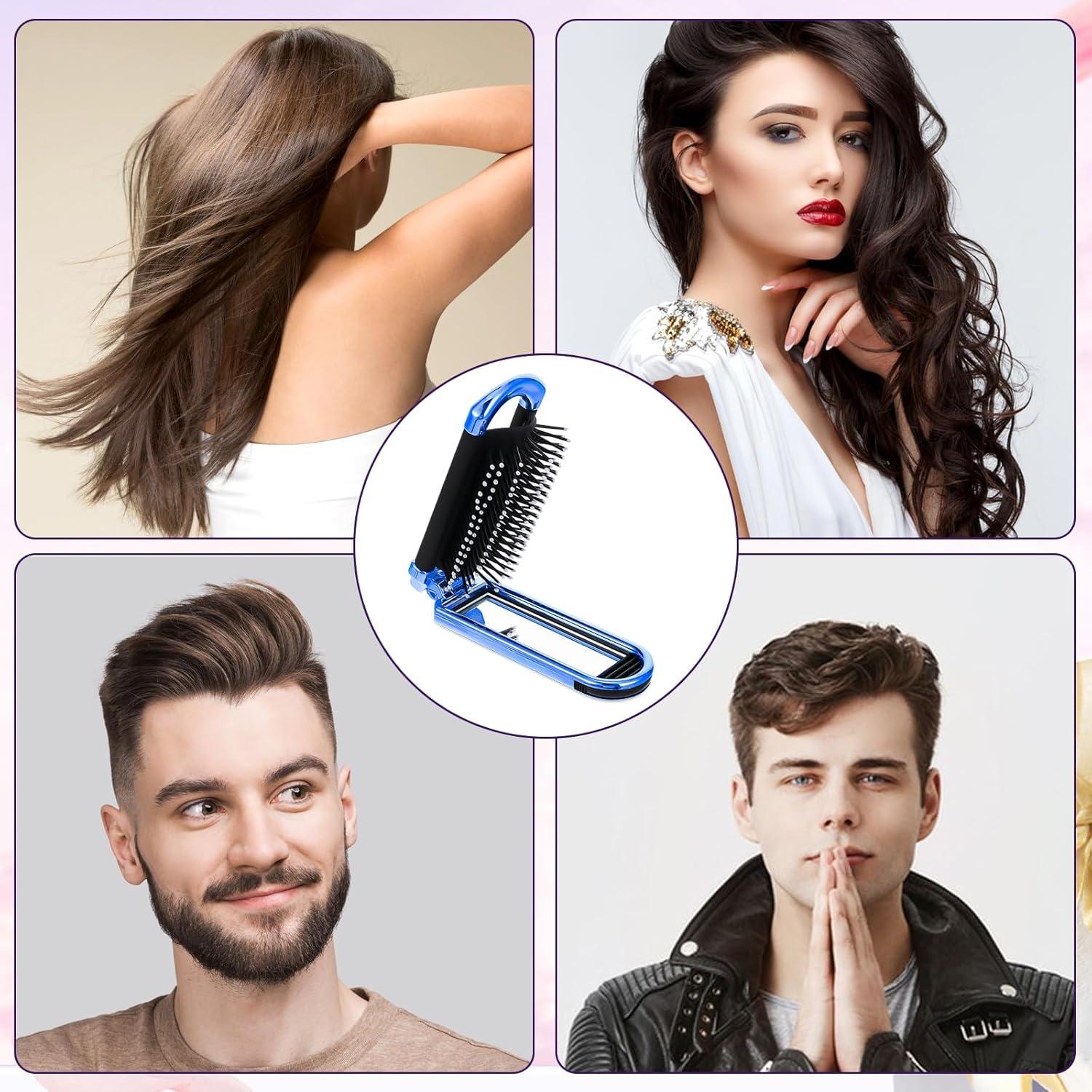 Cepillo de Pelo Plegable con Espejo MOZEAT LENS Azul