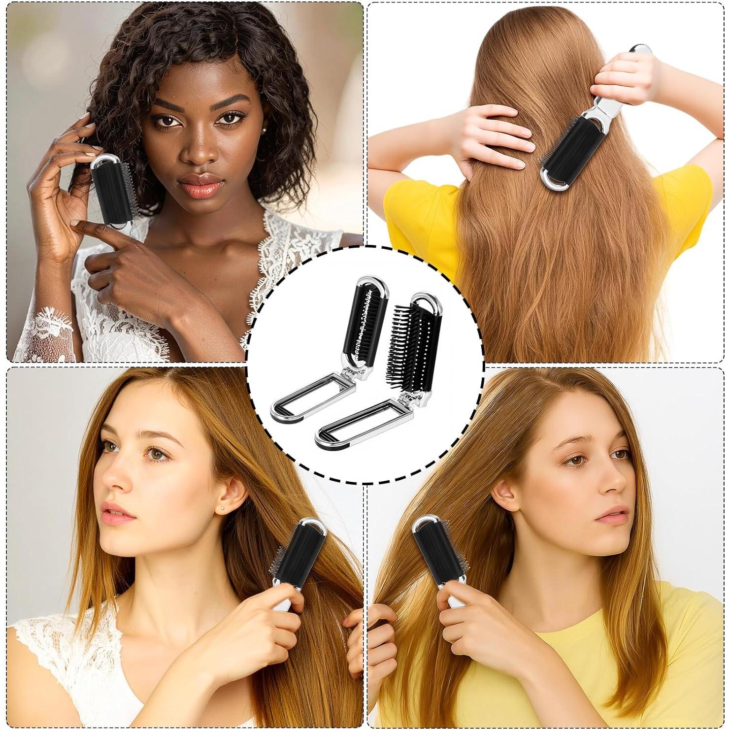 2 Cepillos de Pelo Plegables con Espejo Gtziqa - Portátiles