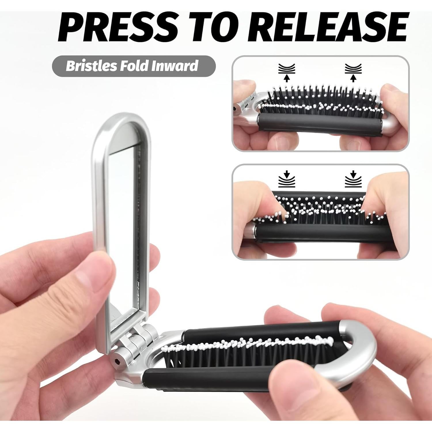 Cepillo de Pelo Plegable BlingKingdom con Espejo 20.8 cm