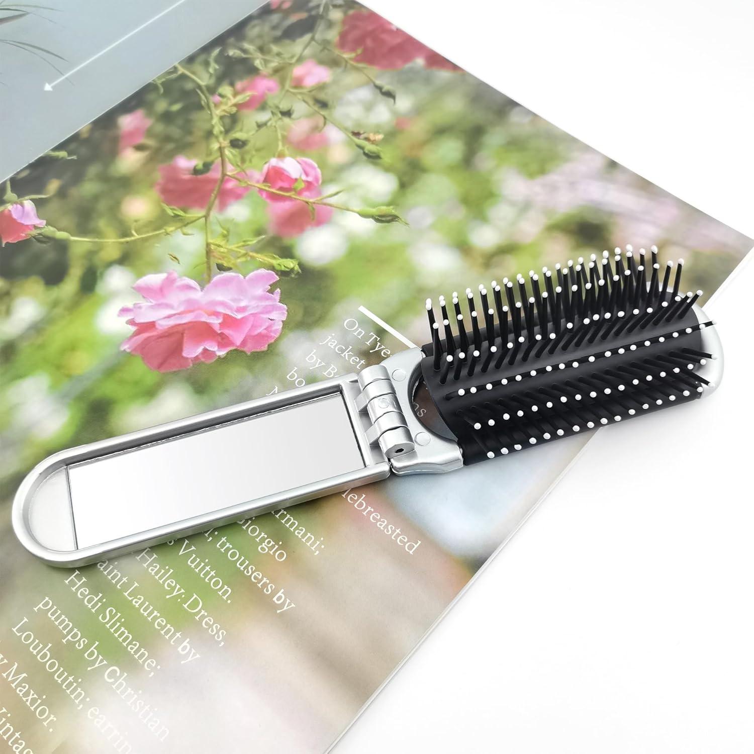 Cepillo de Pelo Plegable BlingKingdom con Espejo 20.8 cm