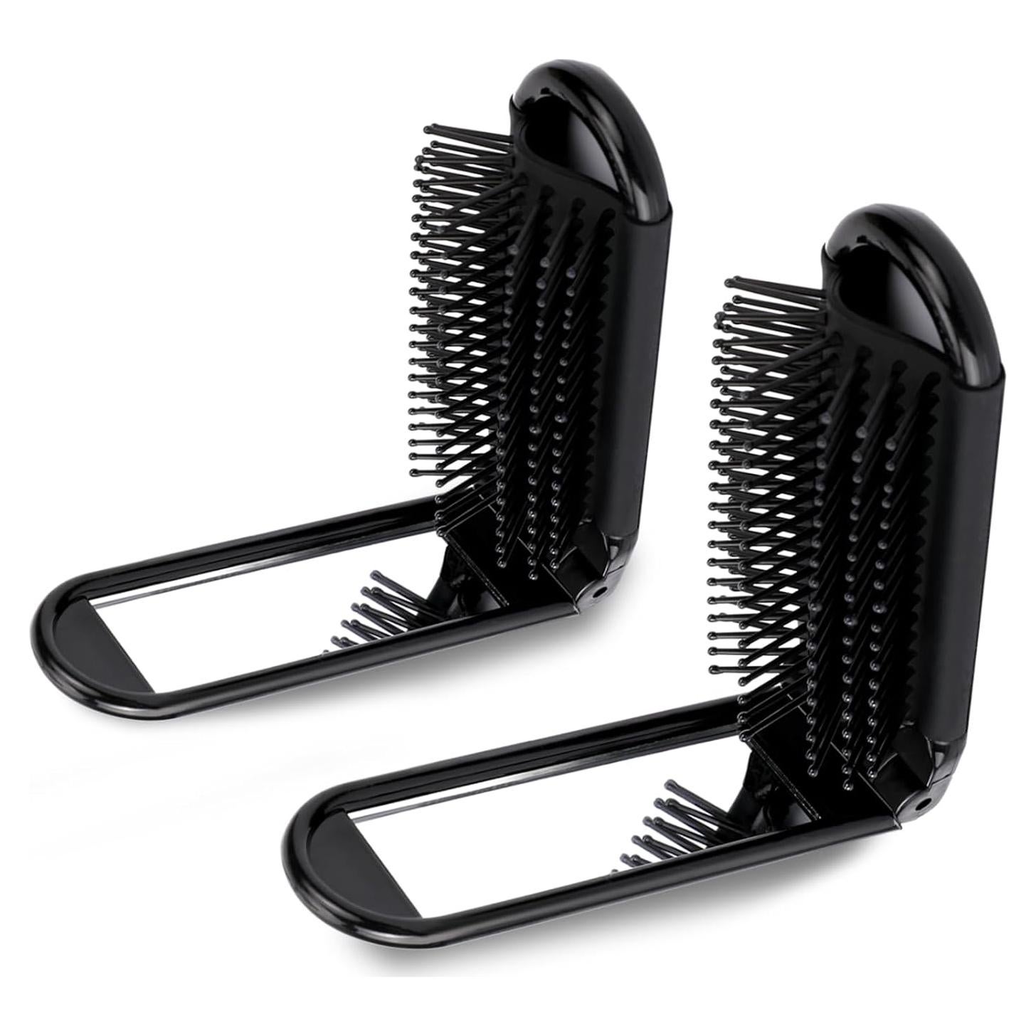 Paquete de 2 cepillos de cabello plegables FdcLixuvol con espejo