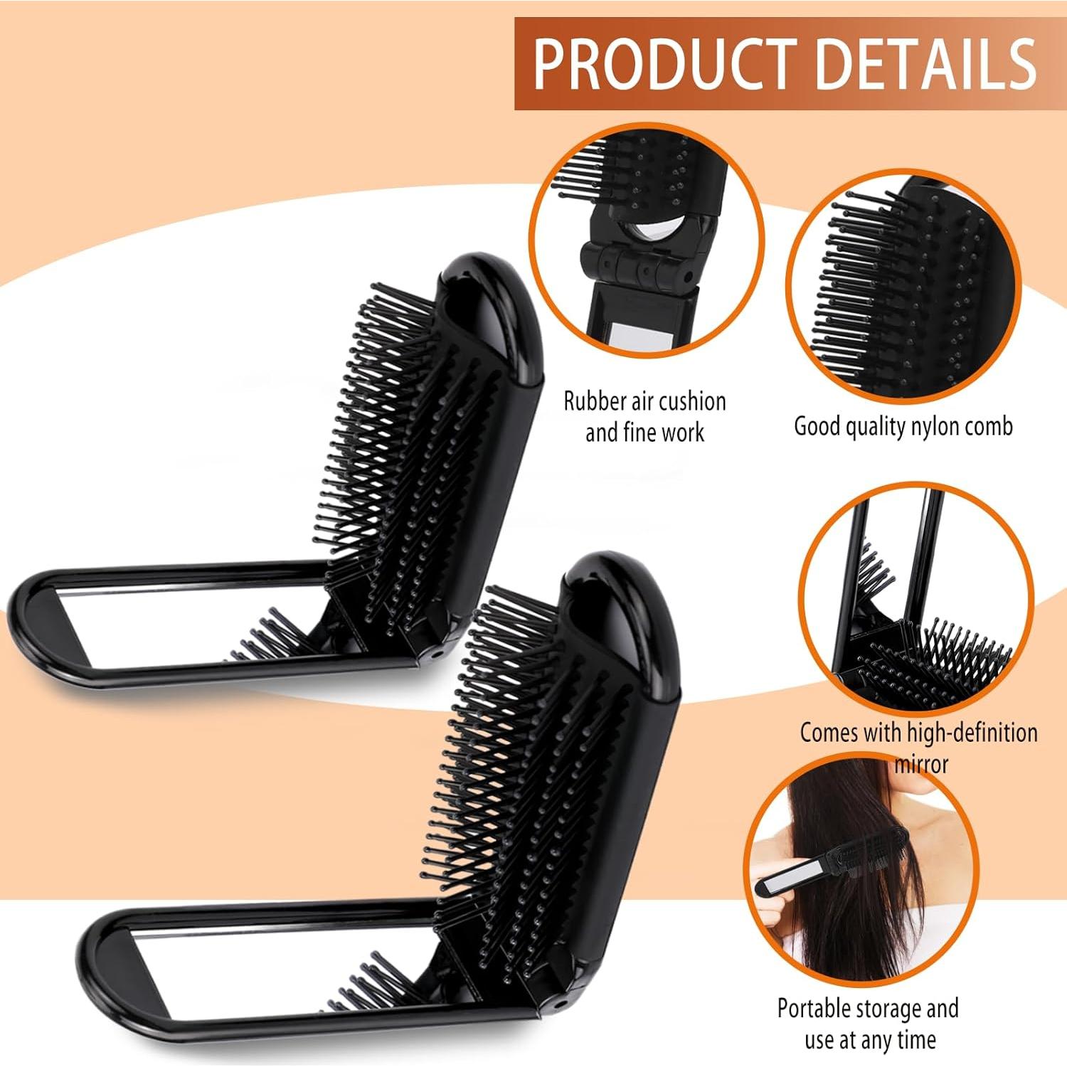 Paquete de 2 cepillos de cabello plegables FdcLixuvol con espejo