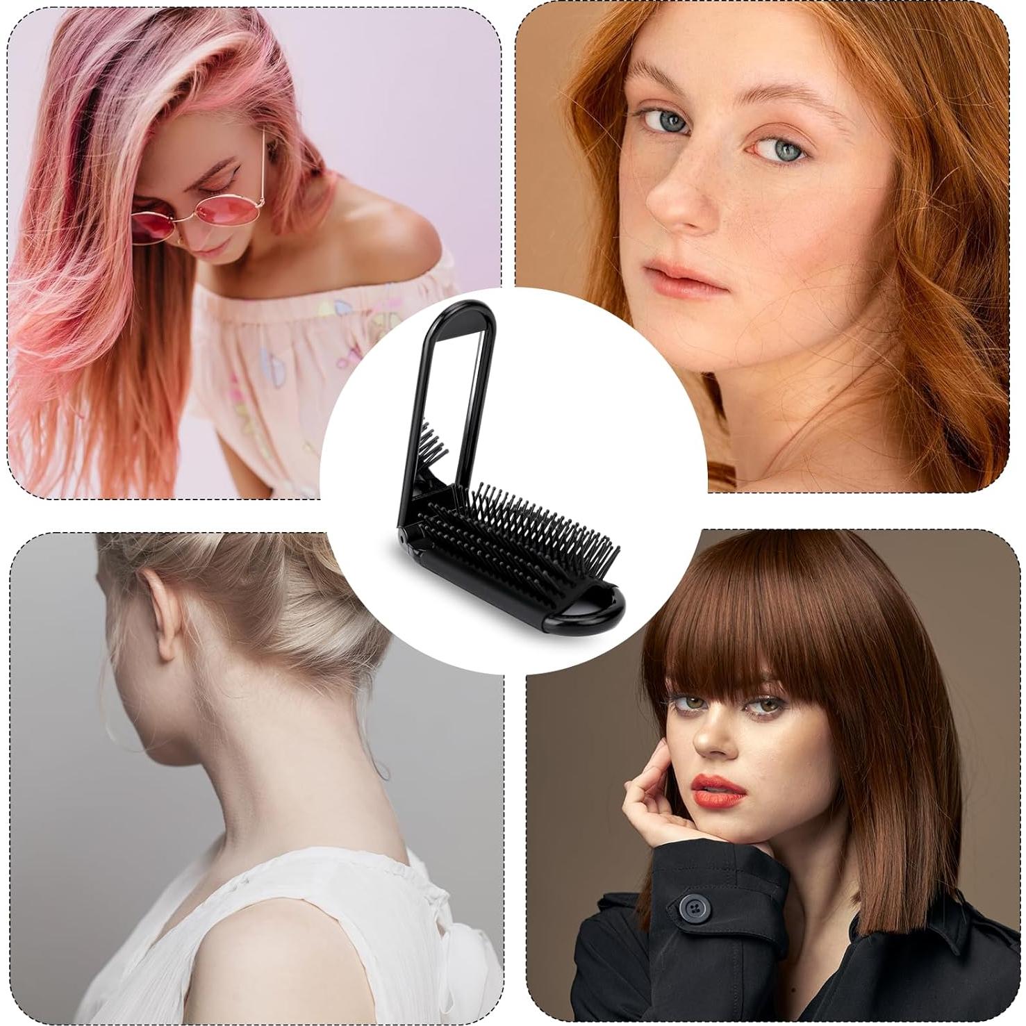 Paquete de 2 cepillos de cabello plegables FdcLixuvol con espejo