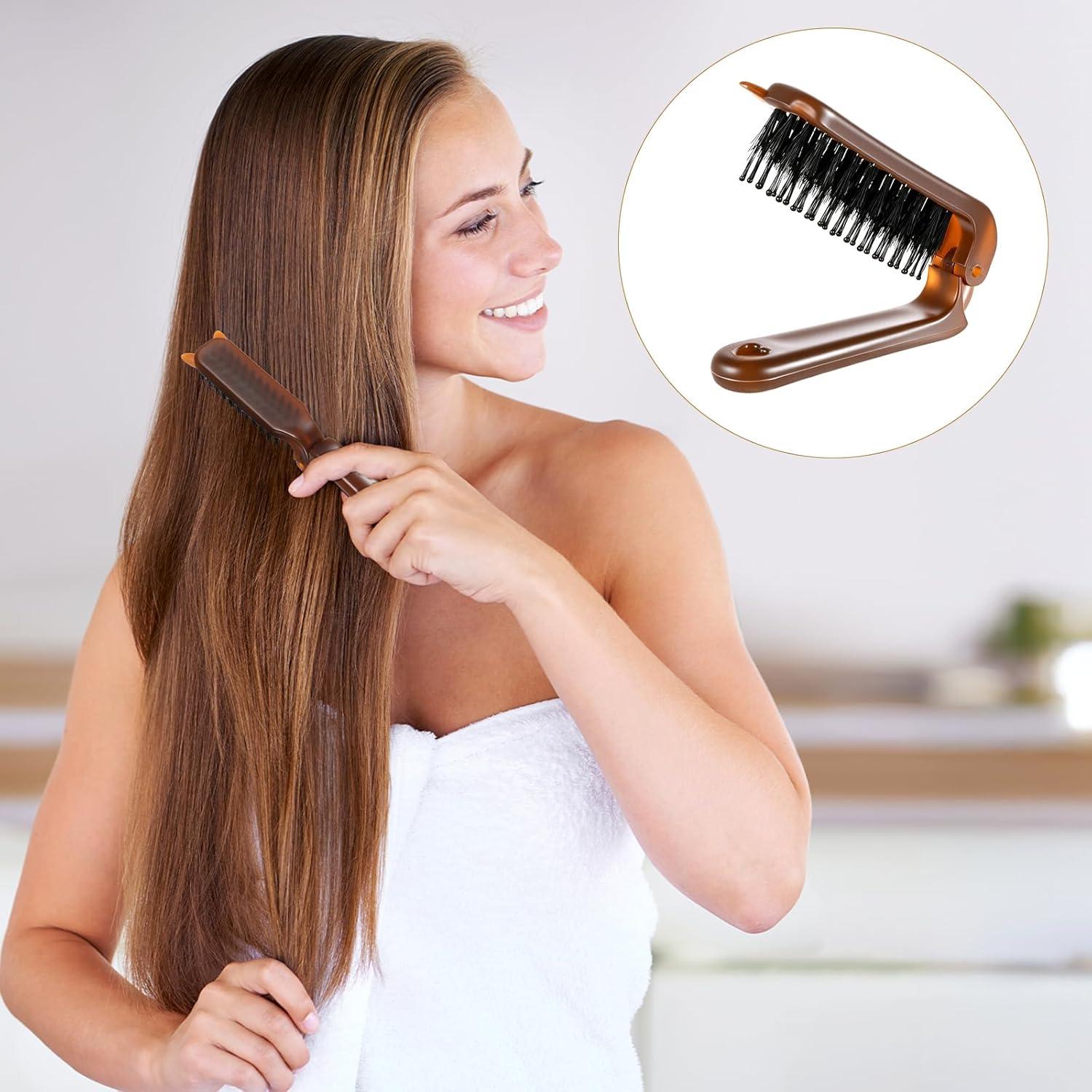 Cepillo de Pelo Plegable LIQWEI Mini de Cerda de Jabalí