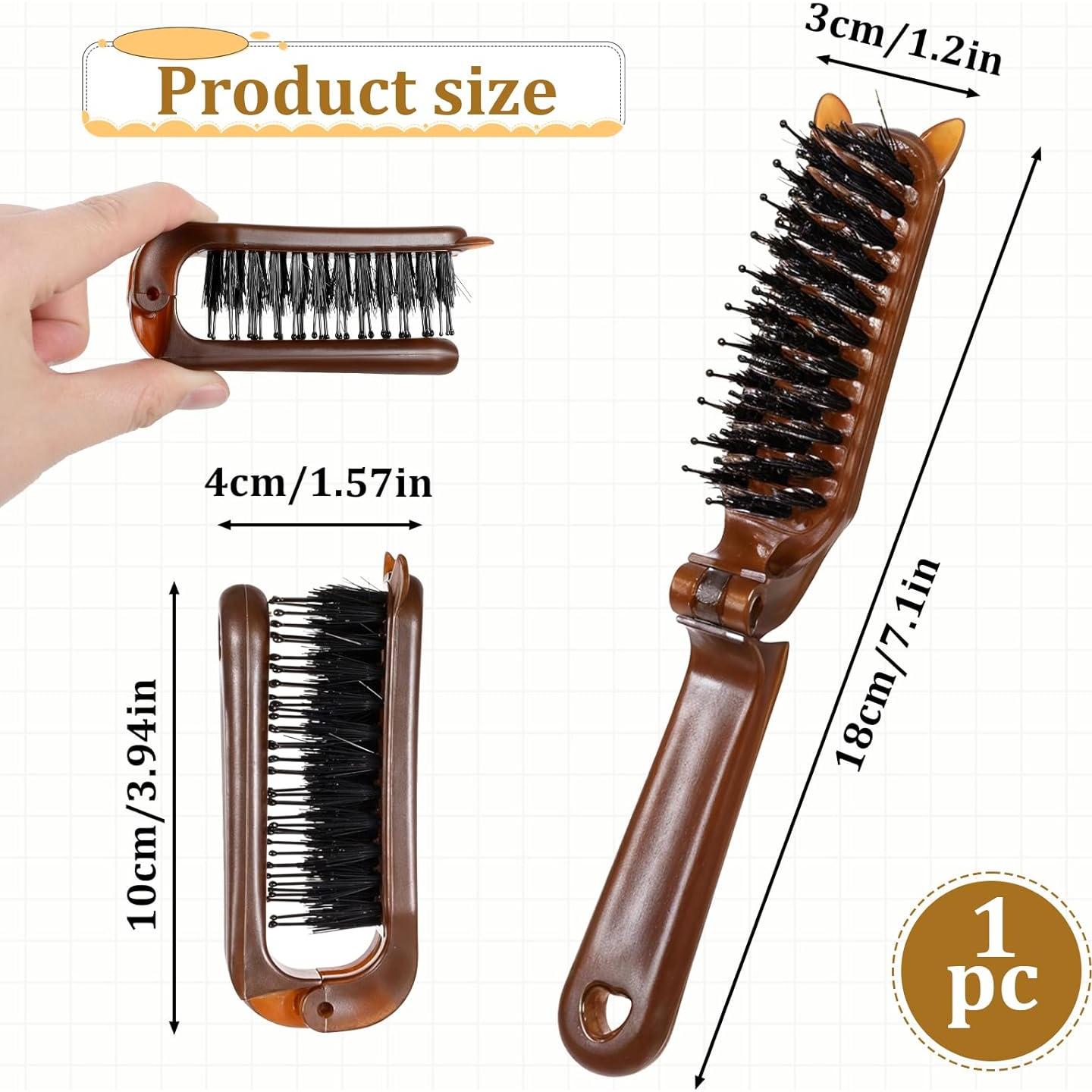 Cepillo de Pelo Plegable LIQWEI Mini de Cerda de Jabalí