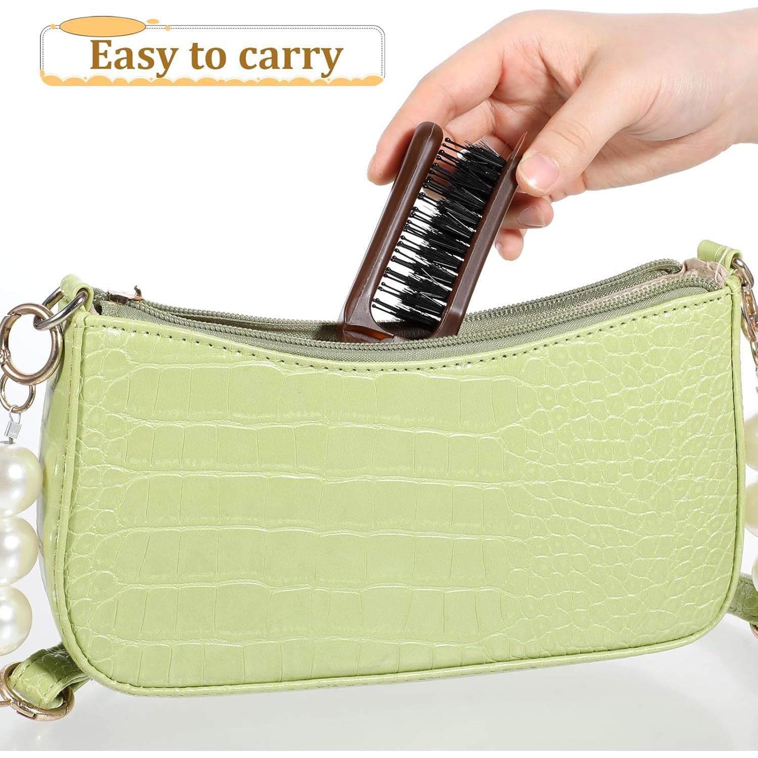 Cepillo de Pelo Plegable LIQWEI Mini de Cerda de Jabalí