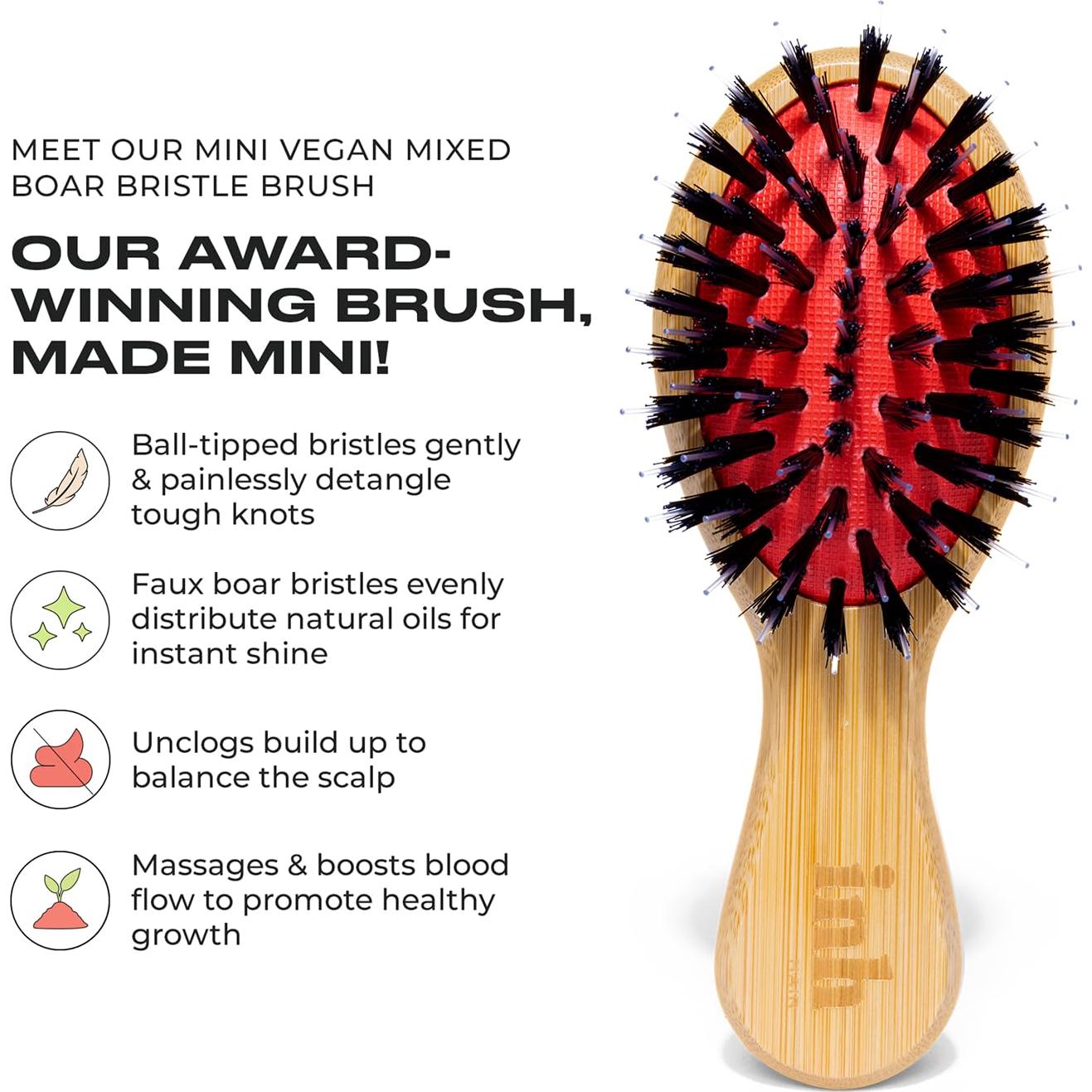 Cepillo Desenredante Vegano INH Mini de Cerdas de Jabalí