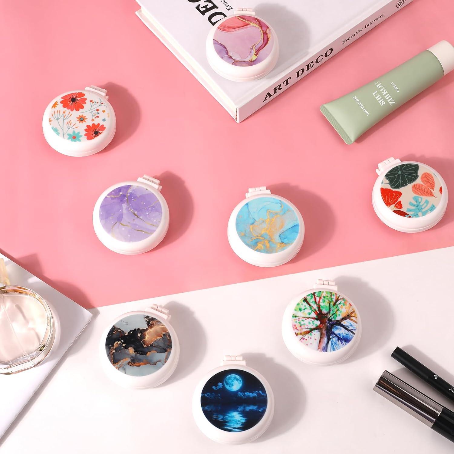 Mini Cepillo de Pelo Plegable Mengduxd con Espejo - Mármol Rojo