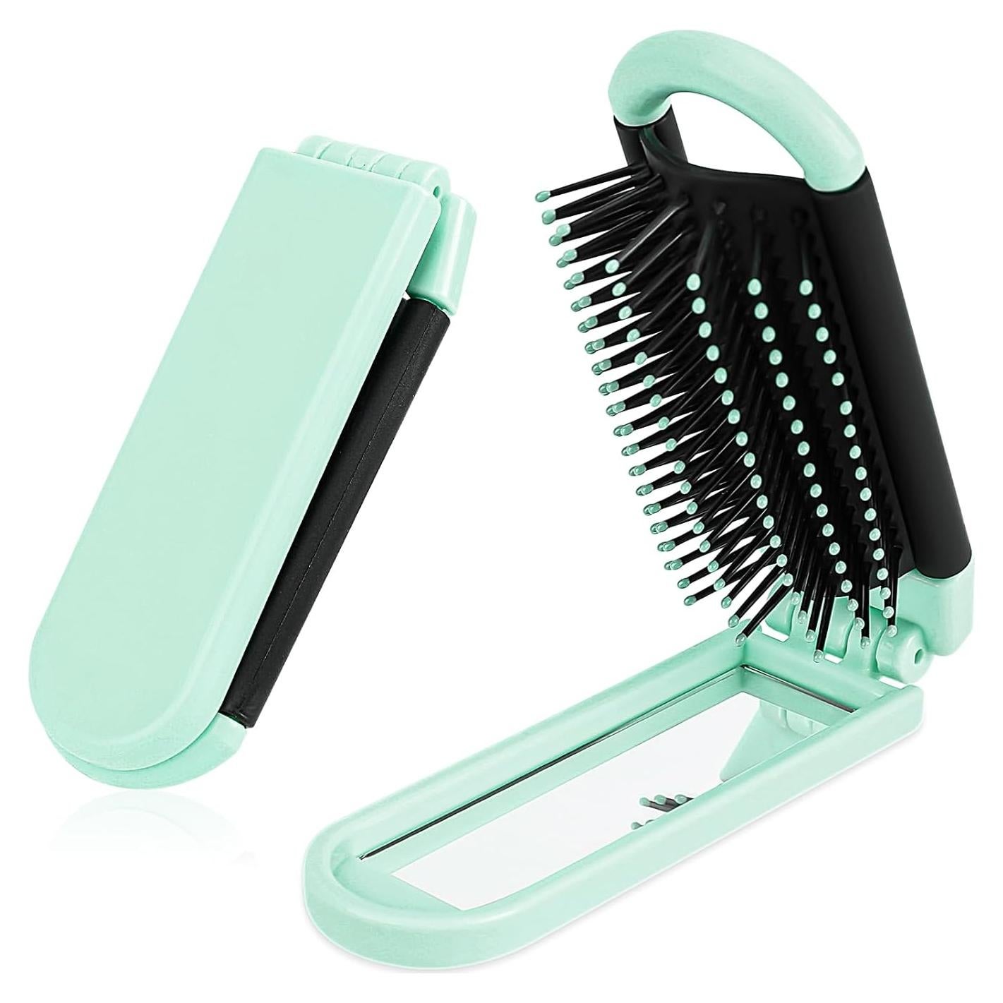 Cepillo de Pelo Plegable con Espejo Styquenzer Verde 11x4cm