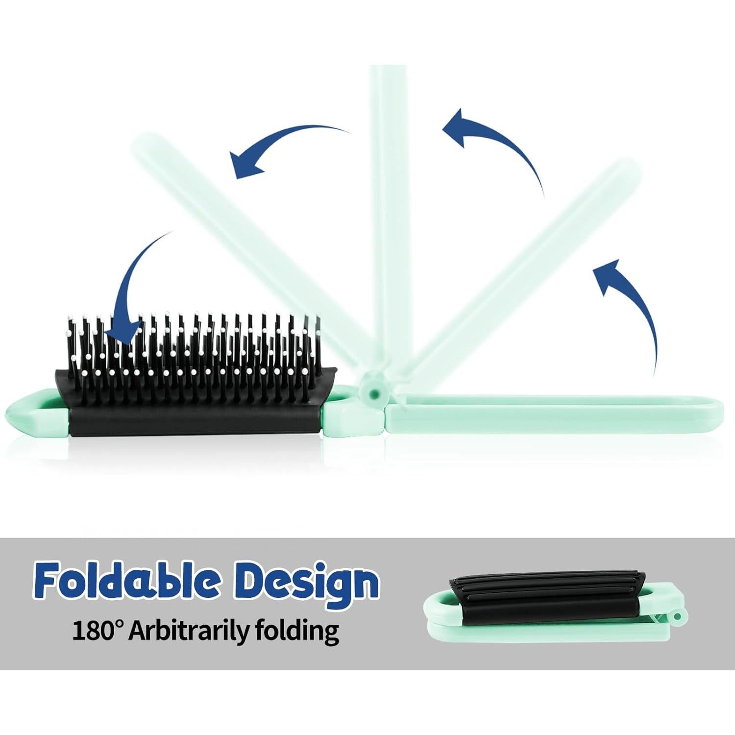 Cepillo de Pelo Plegable con Espejo Styquenzer Verde 11x4cm