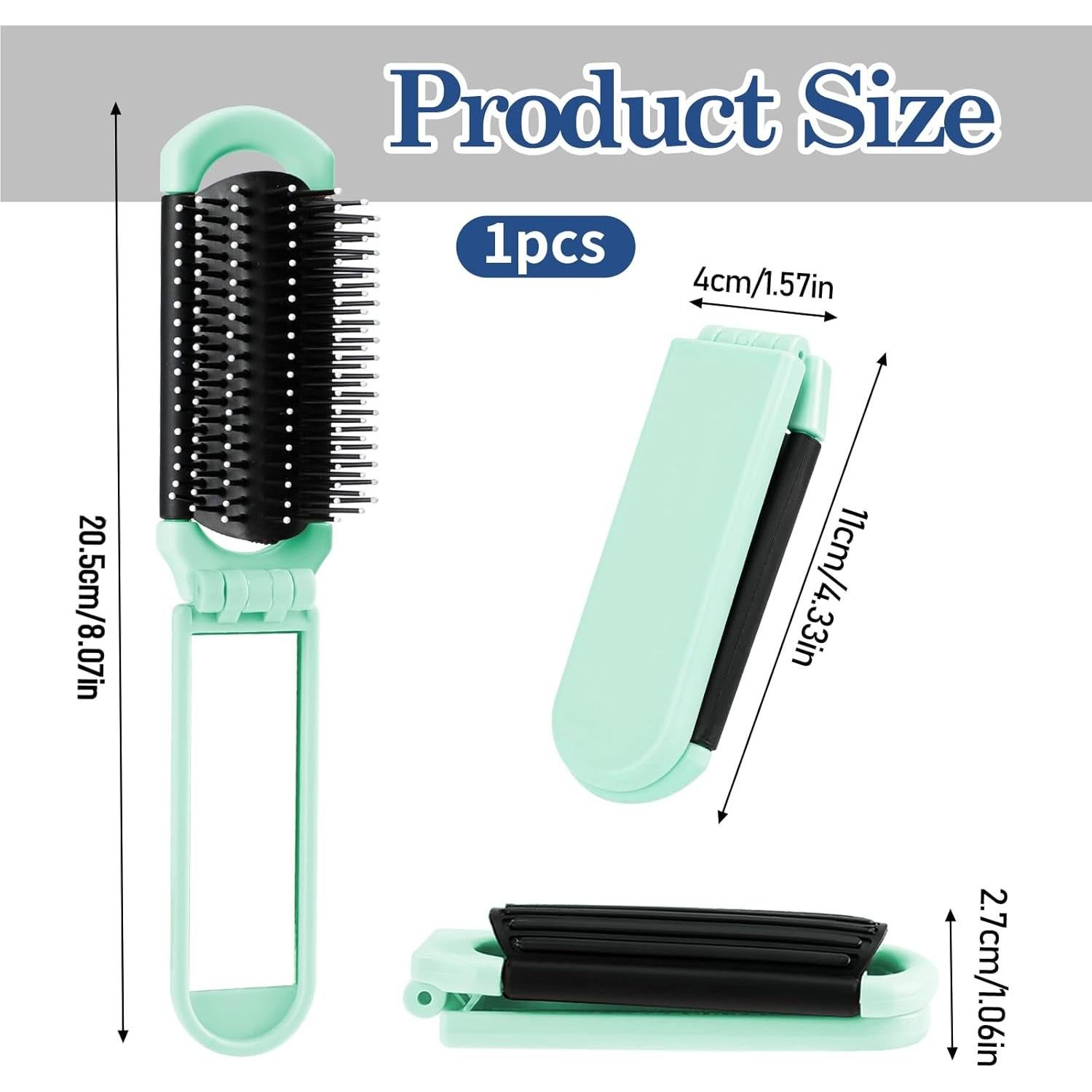 Cepillo de Pelo Plegable con Espejo Styquenzer Verde 11x4cm