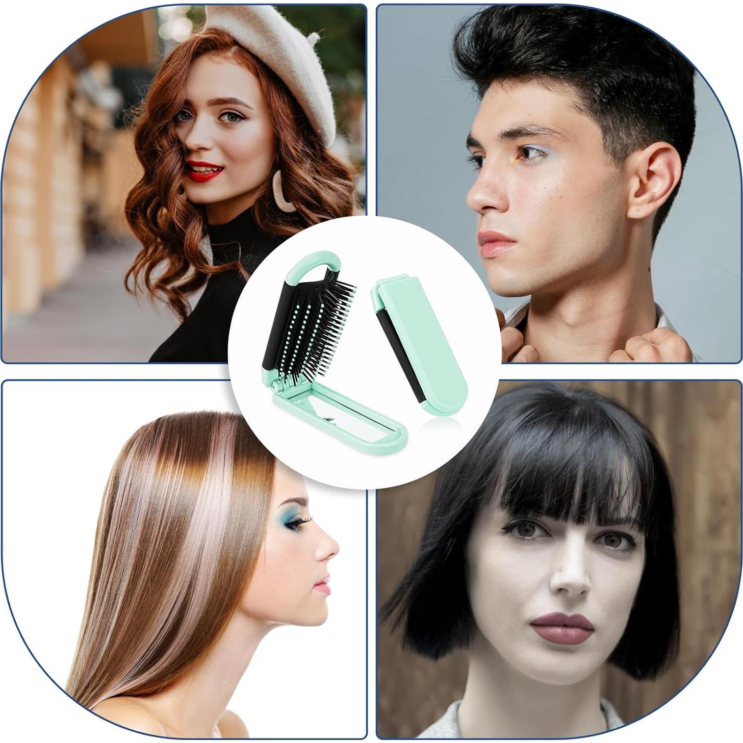 Cepillo de Pelo Plegable con Espejo Styquenzer Verde 11x4cm